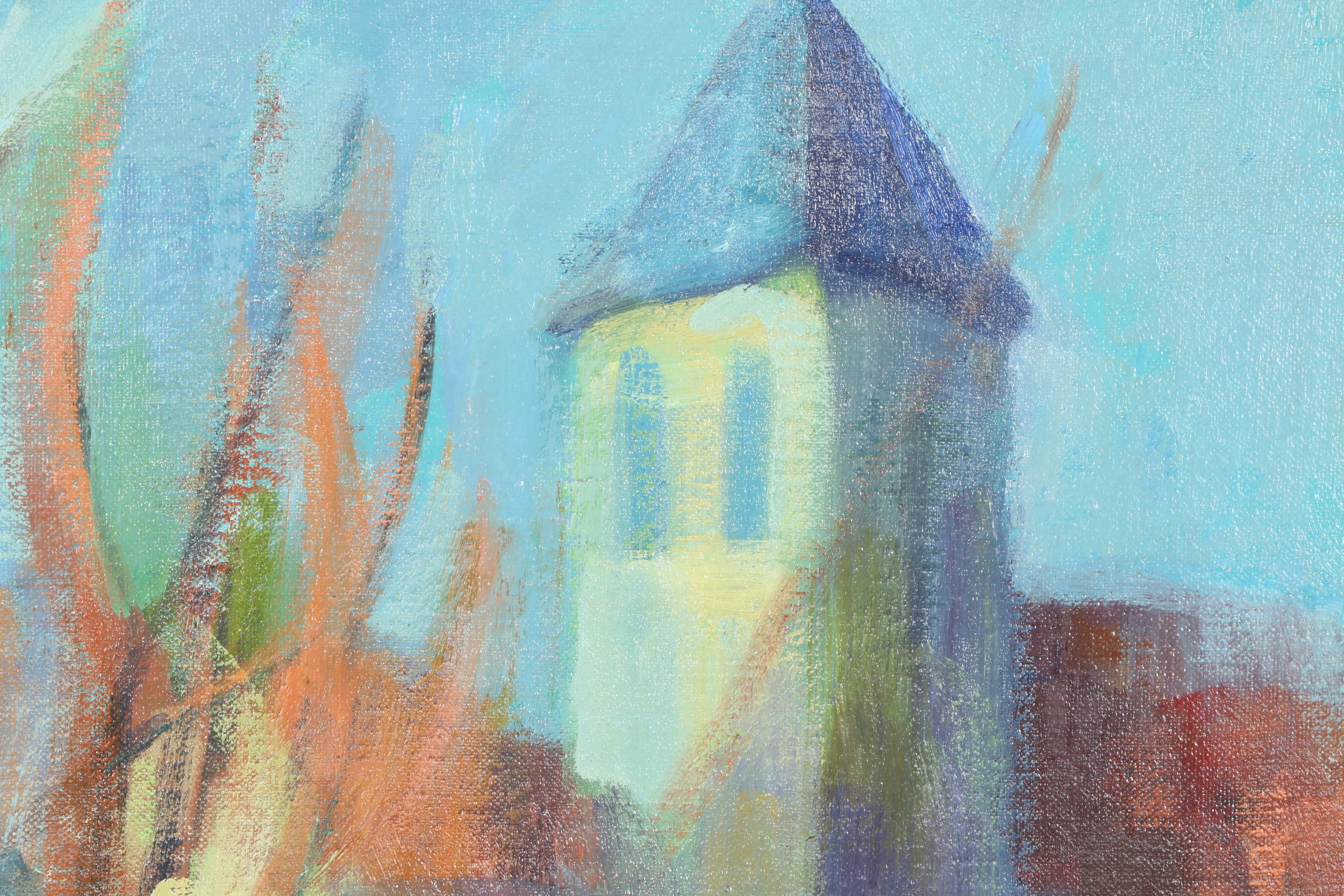 Harold Hout Oil on Canvas Abstract Landscape "The Bridge"