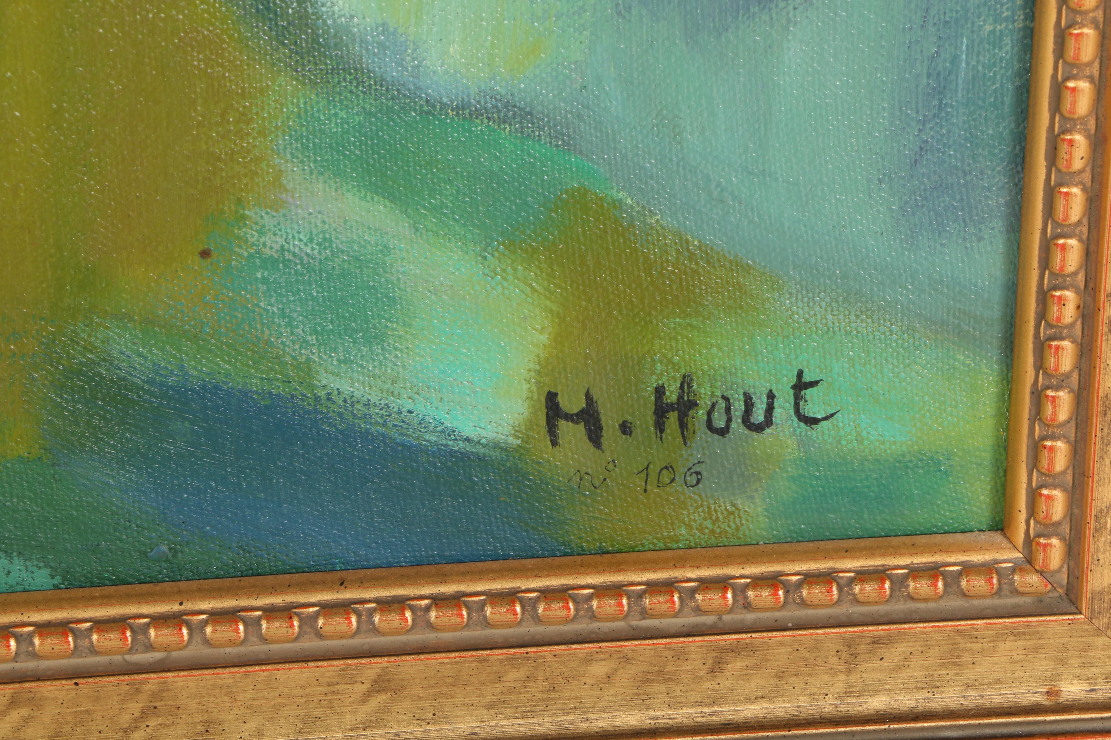 Harold Hout Oil on Canvas Abstract Landscape "The Bridge"