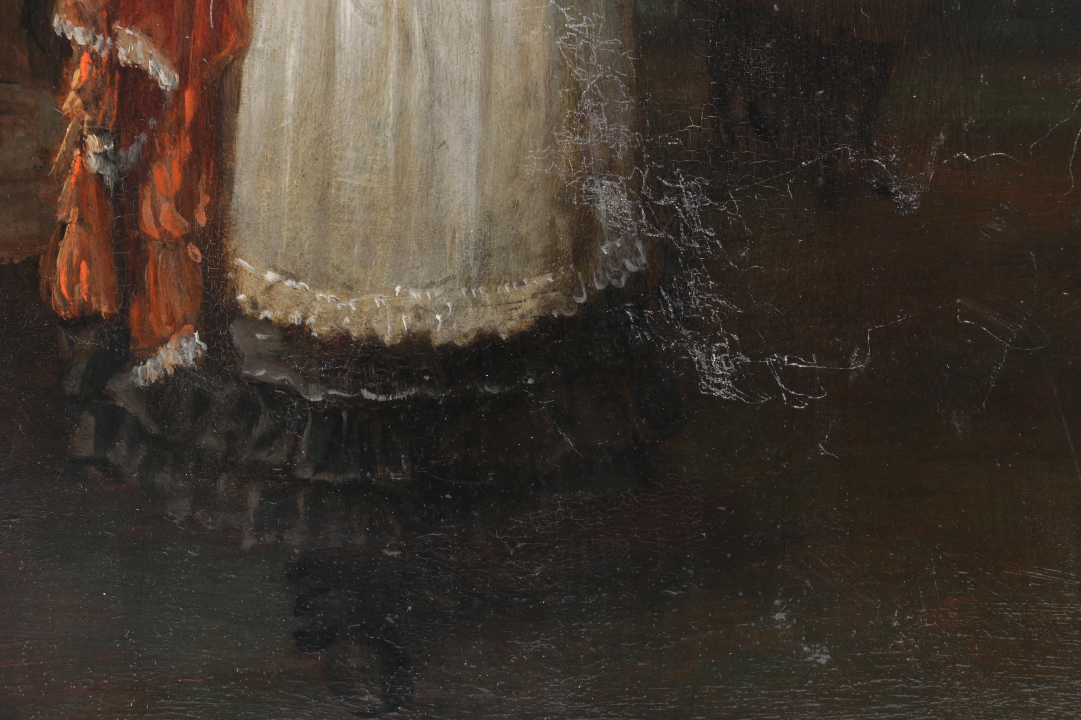 Attributed to Percy Thomas Oil Painting on Mahogany Panel "Fresh Flowers"