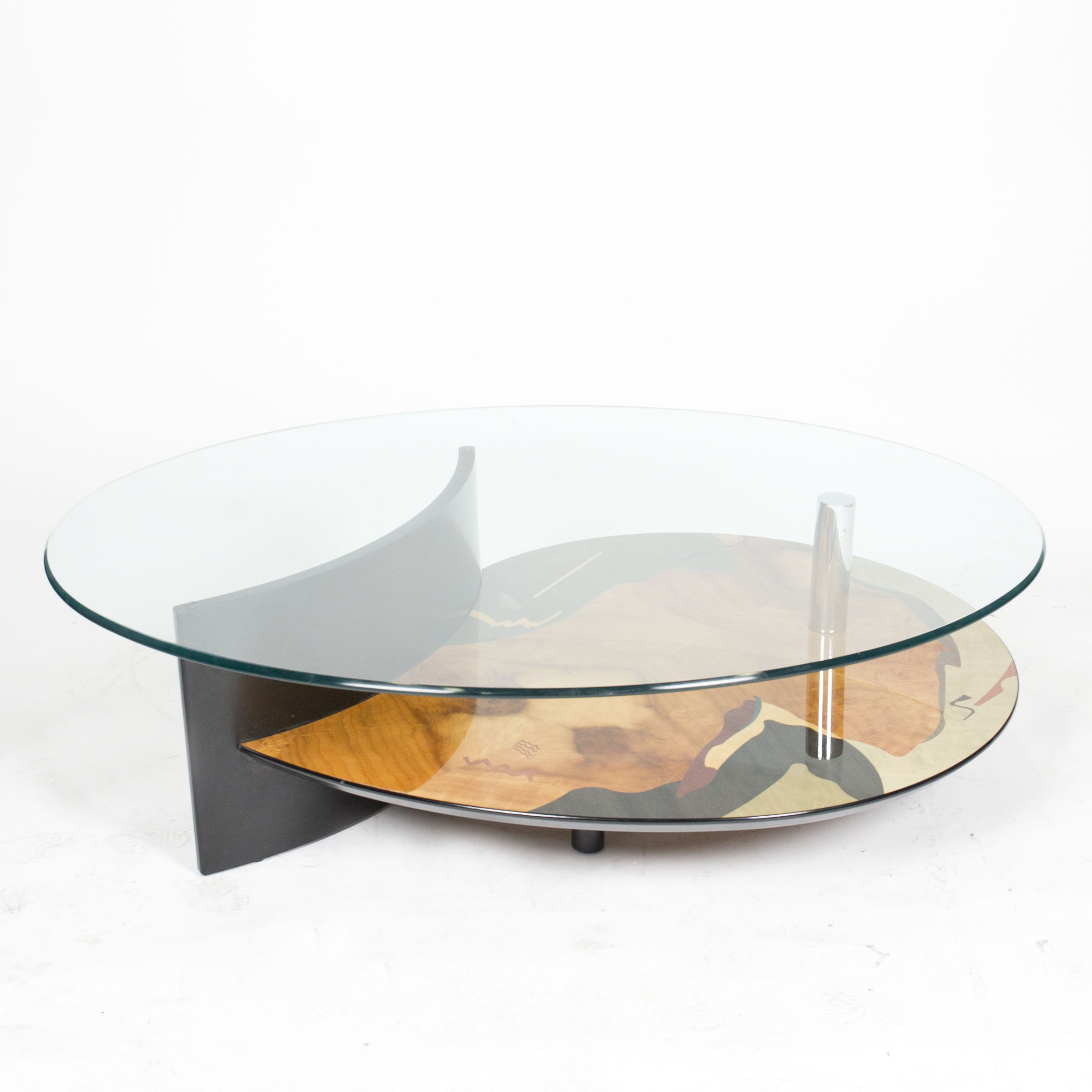 1980s Modern Glass Top Coffee Table