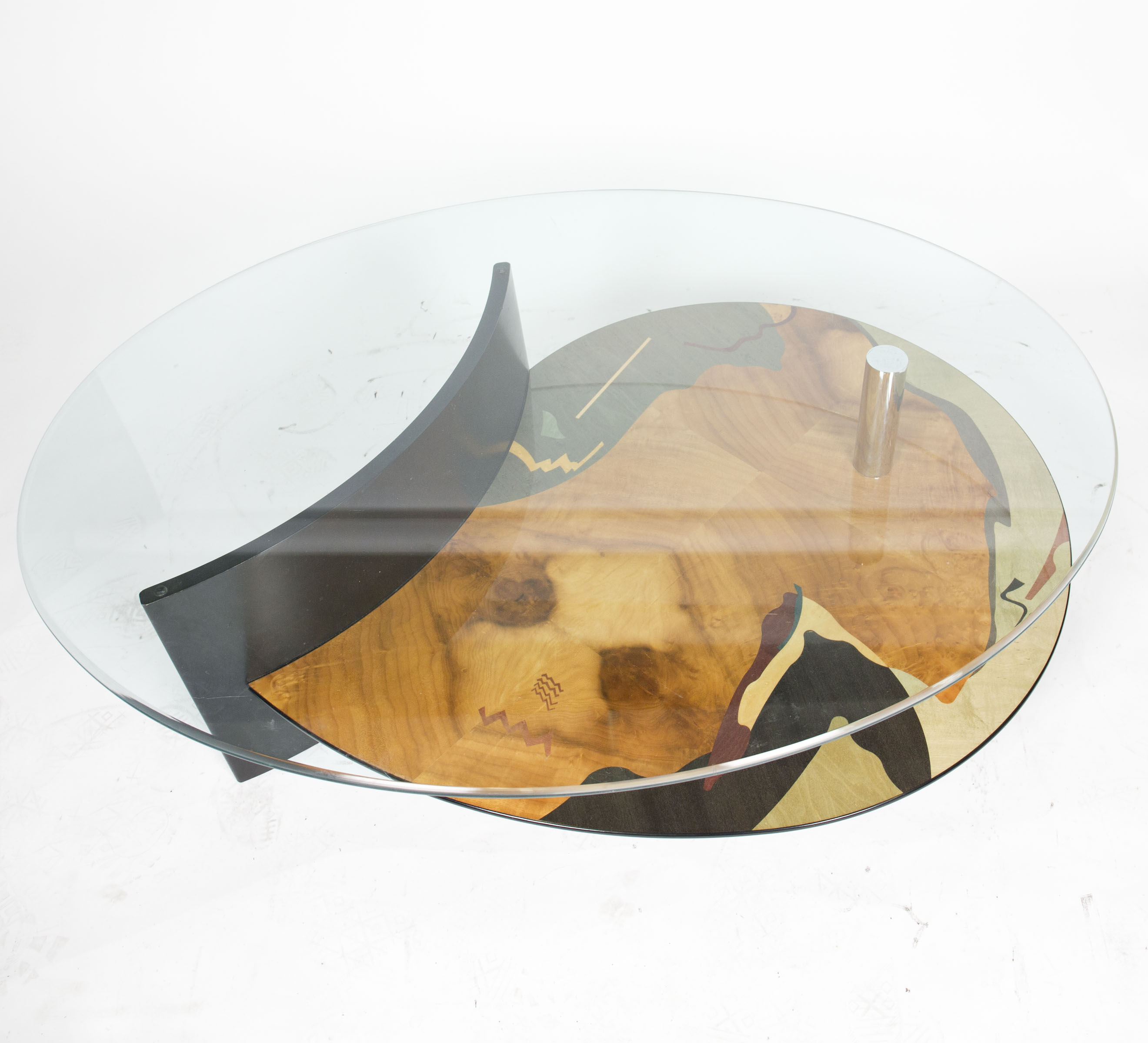 1980s Modern Glass Top Coffee Table