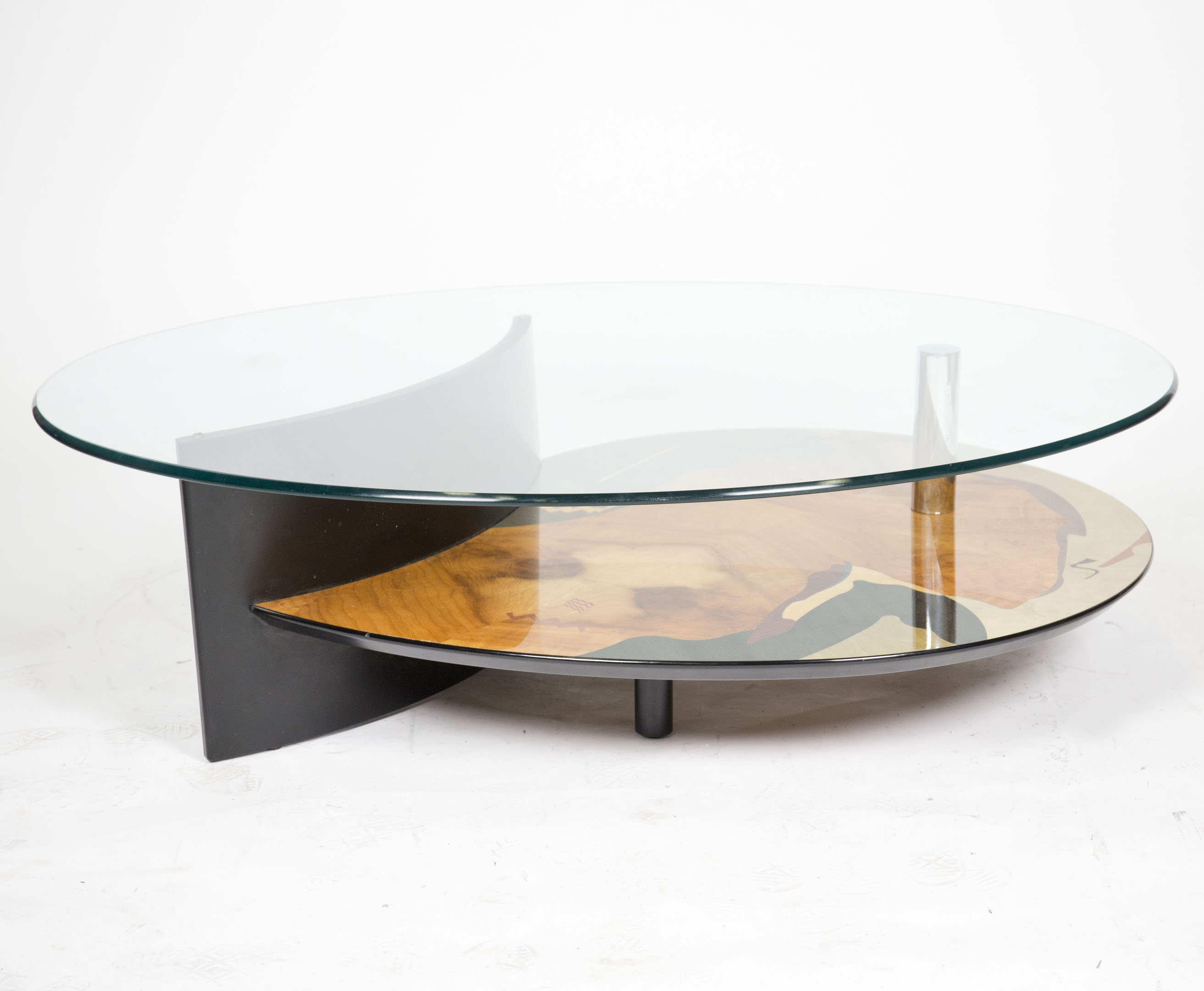 1980s Modern Glass Top Coffee Table