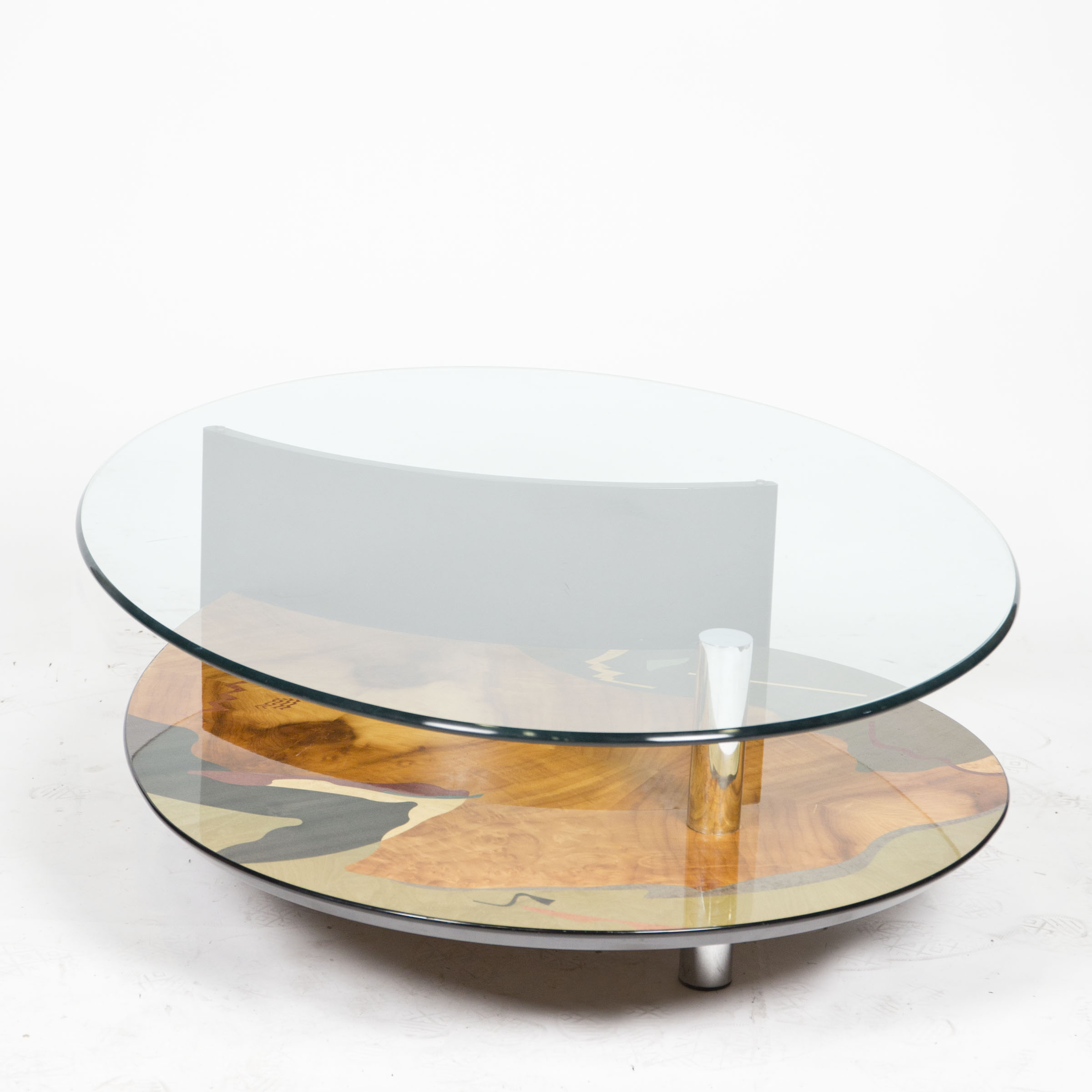 1980s Modern Glass Top Coffee Table