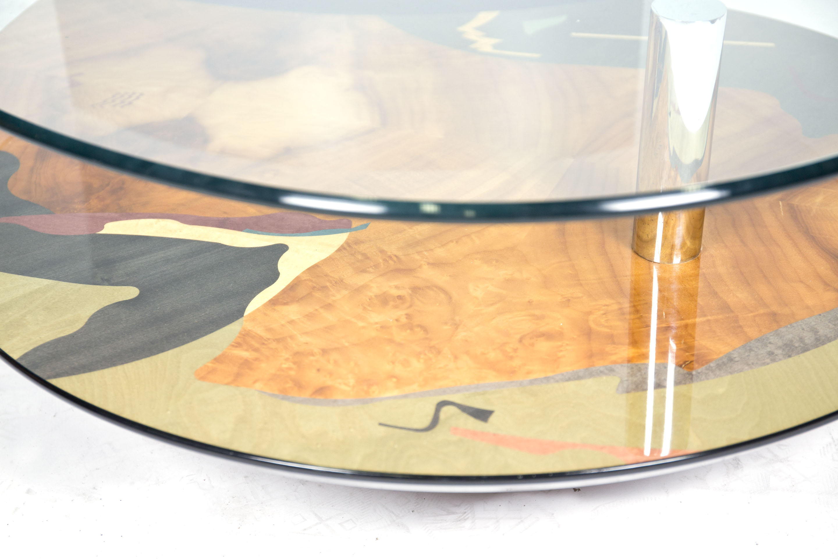 1980s Modern Glass Top Coffee Table