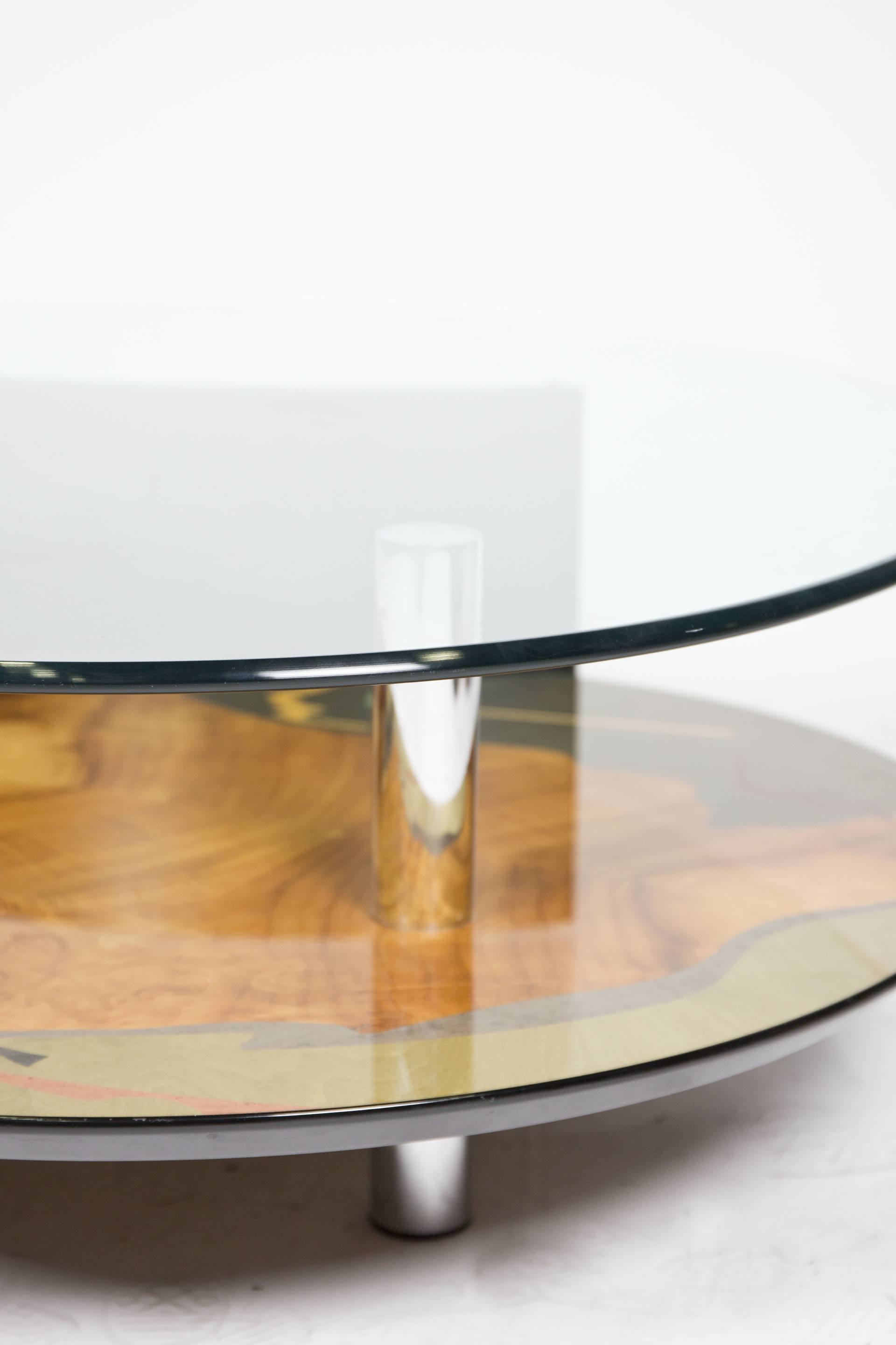 1980s Modern Glass Top Coffee Table