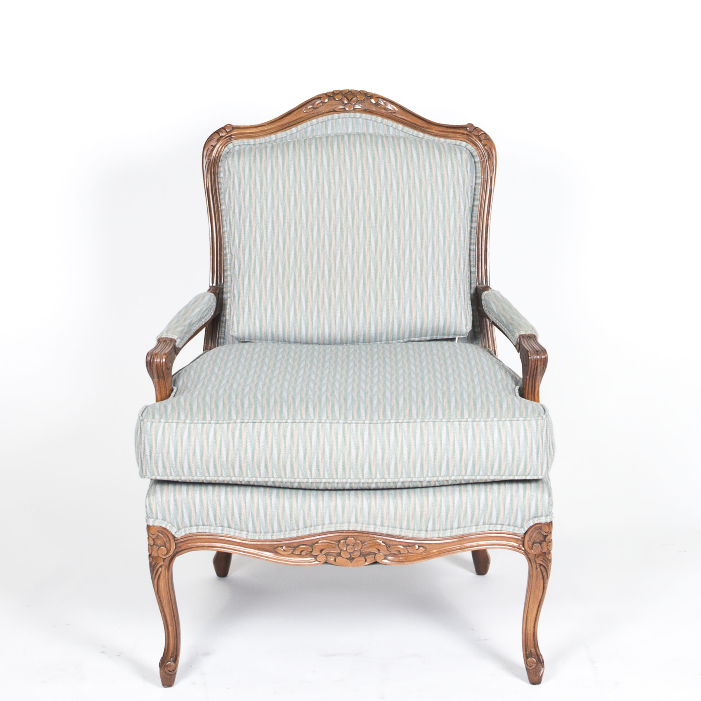 Vintage Louis XV Style Upholstered Fauteuil