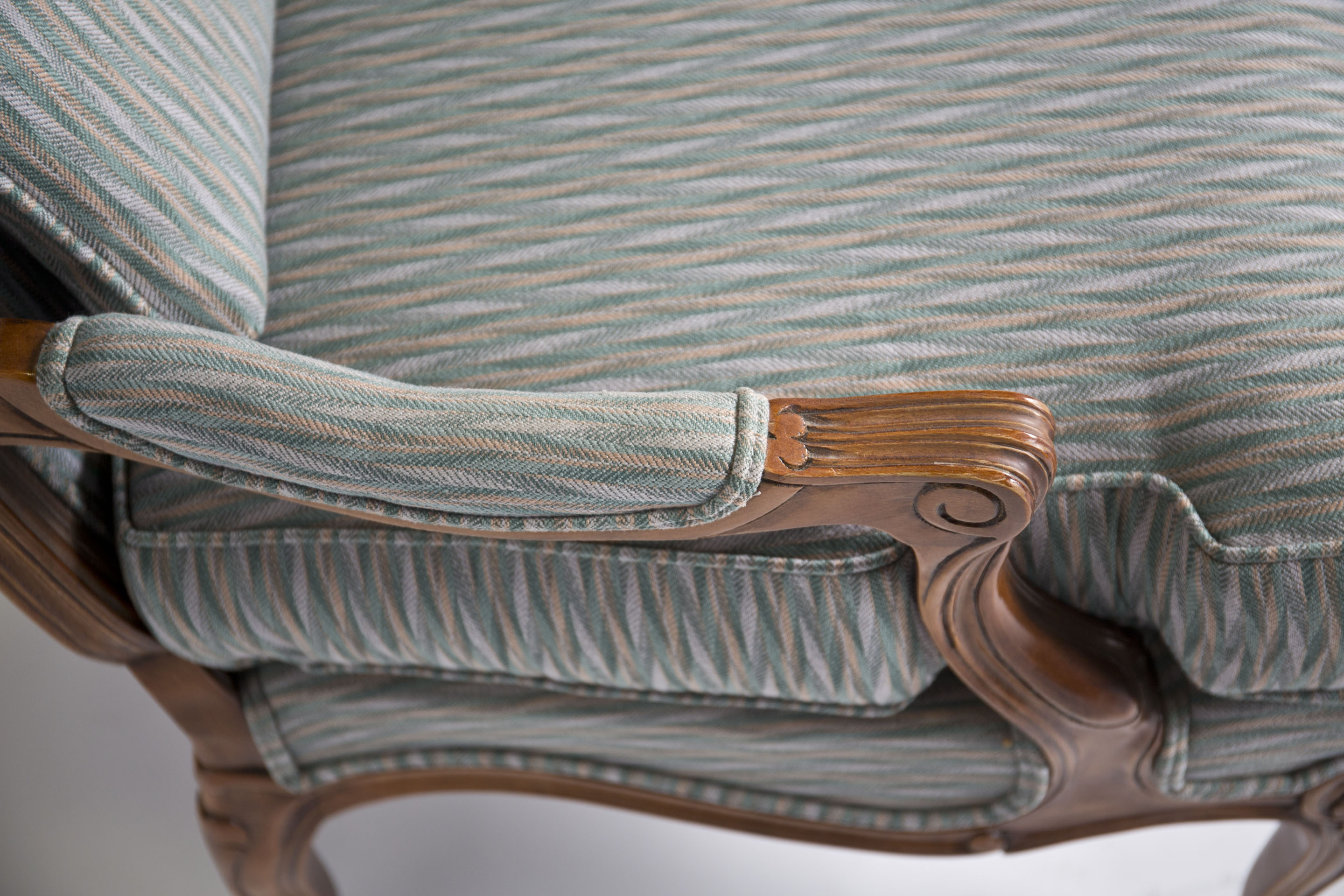 Vintage Louis XV Style Upholstered Fauteuil