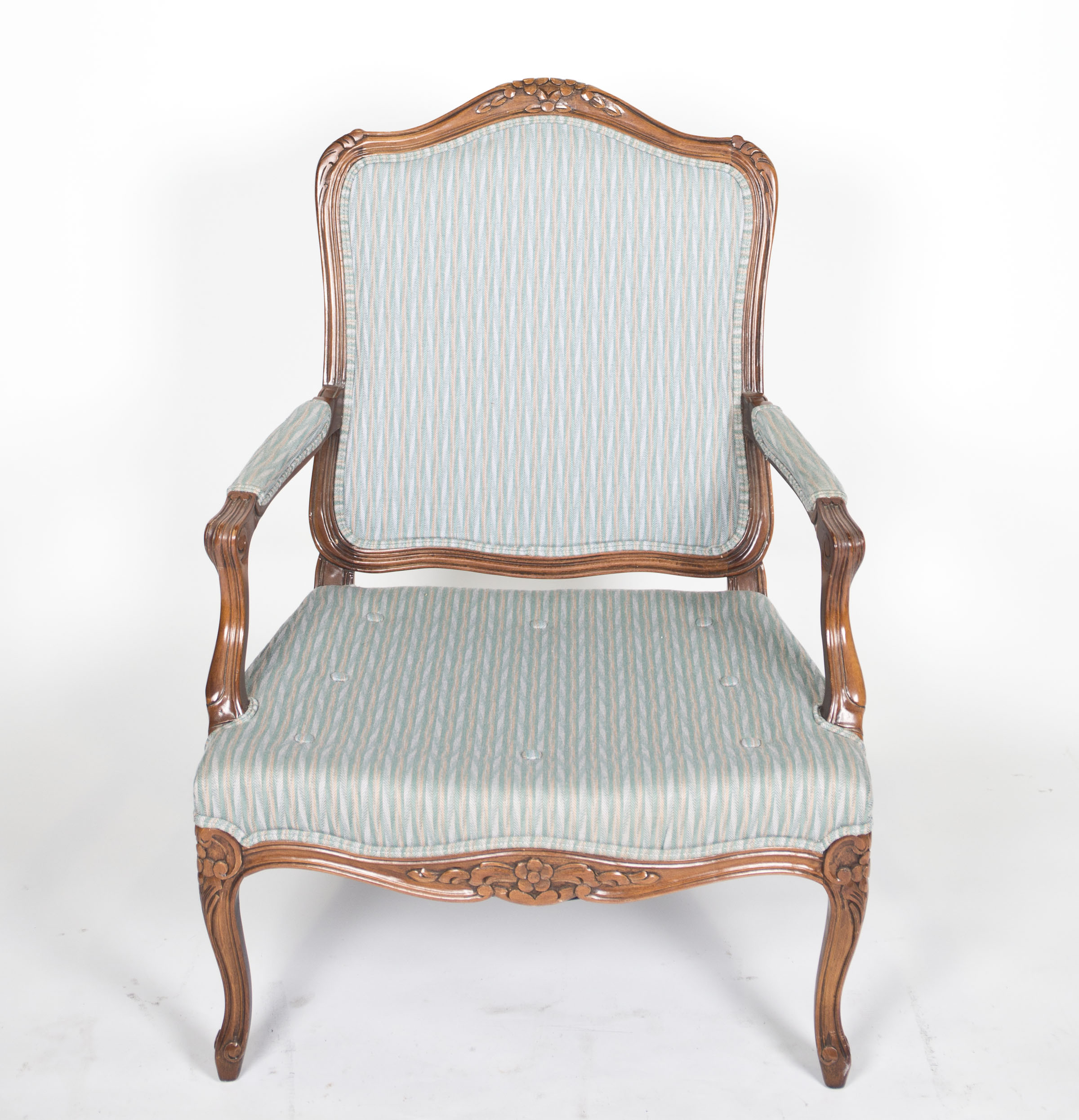 Vintage Louis XV Style Upholstered Fauteuil