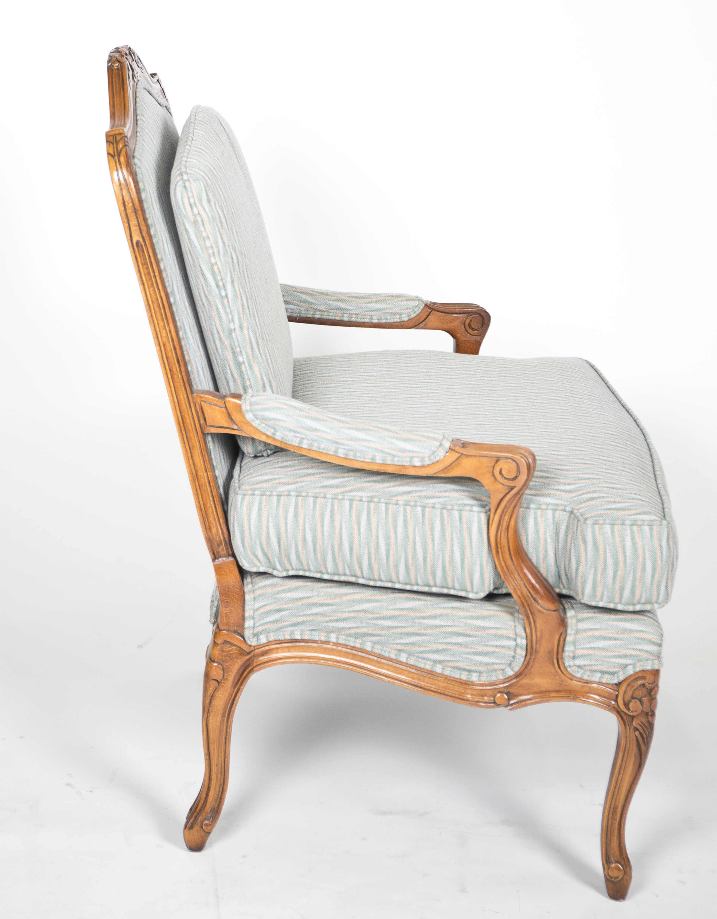 Vintage Louis XV Style Upholstered Fauteuil