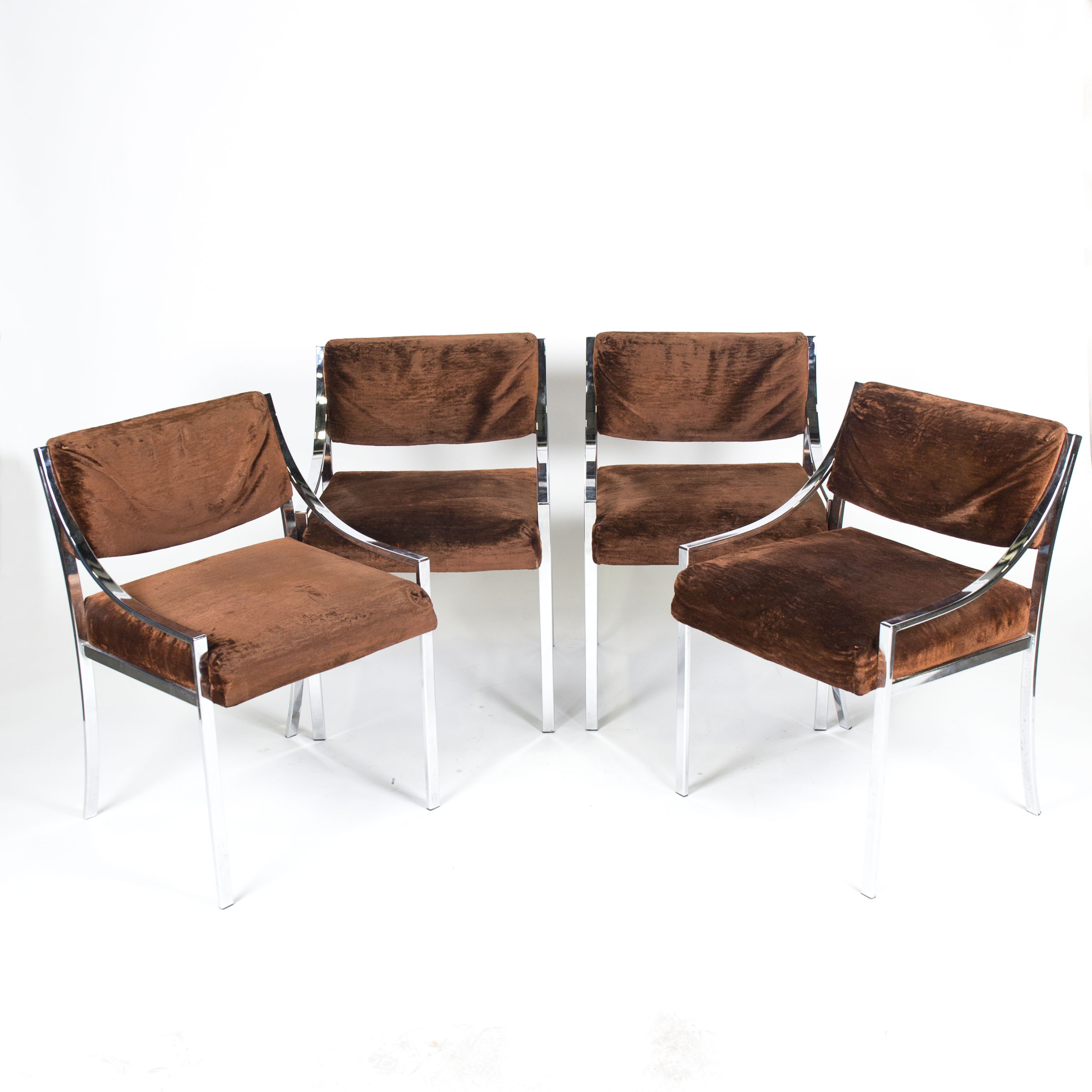 Chrome and Velour Lounge Chairs
