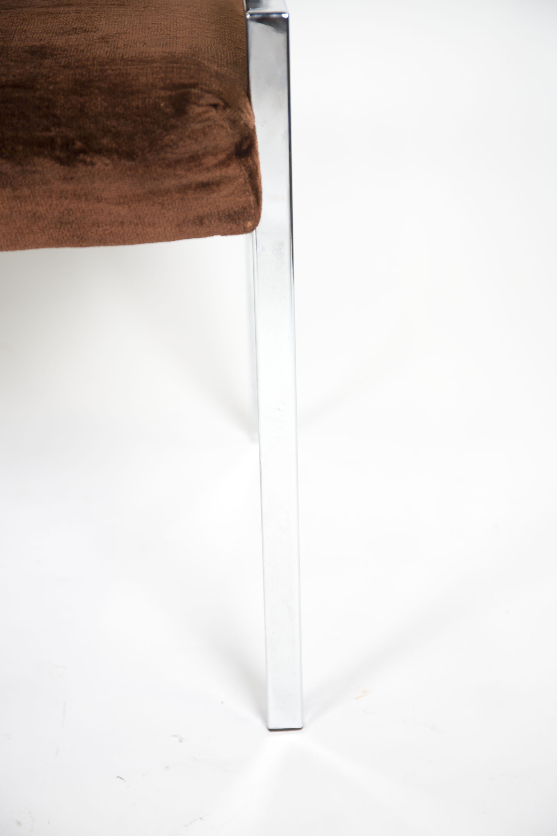 Chrome and Velour Lounge Chairs