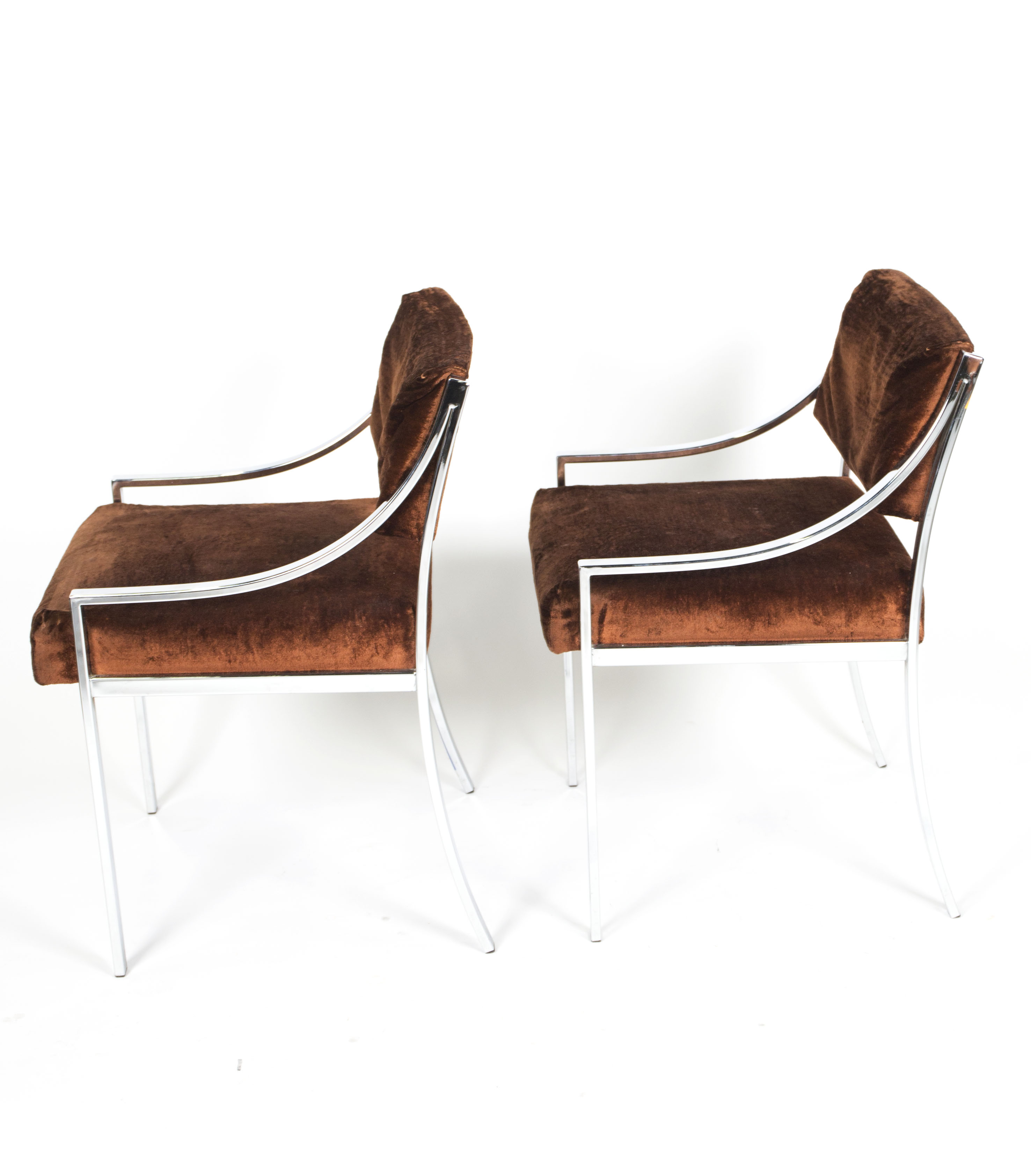 Chrome and Velour Lounge Chairs