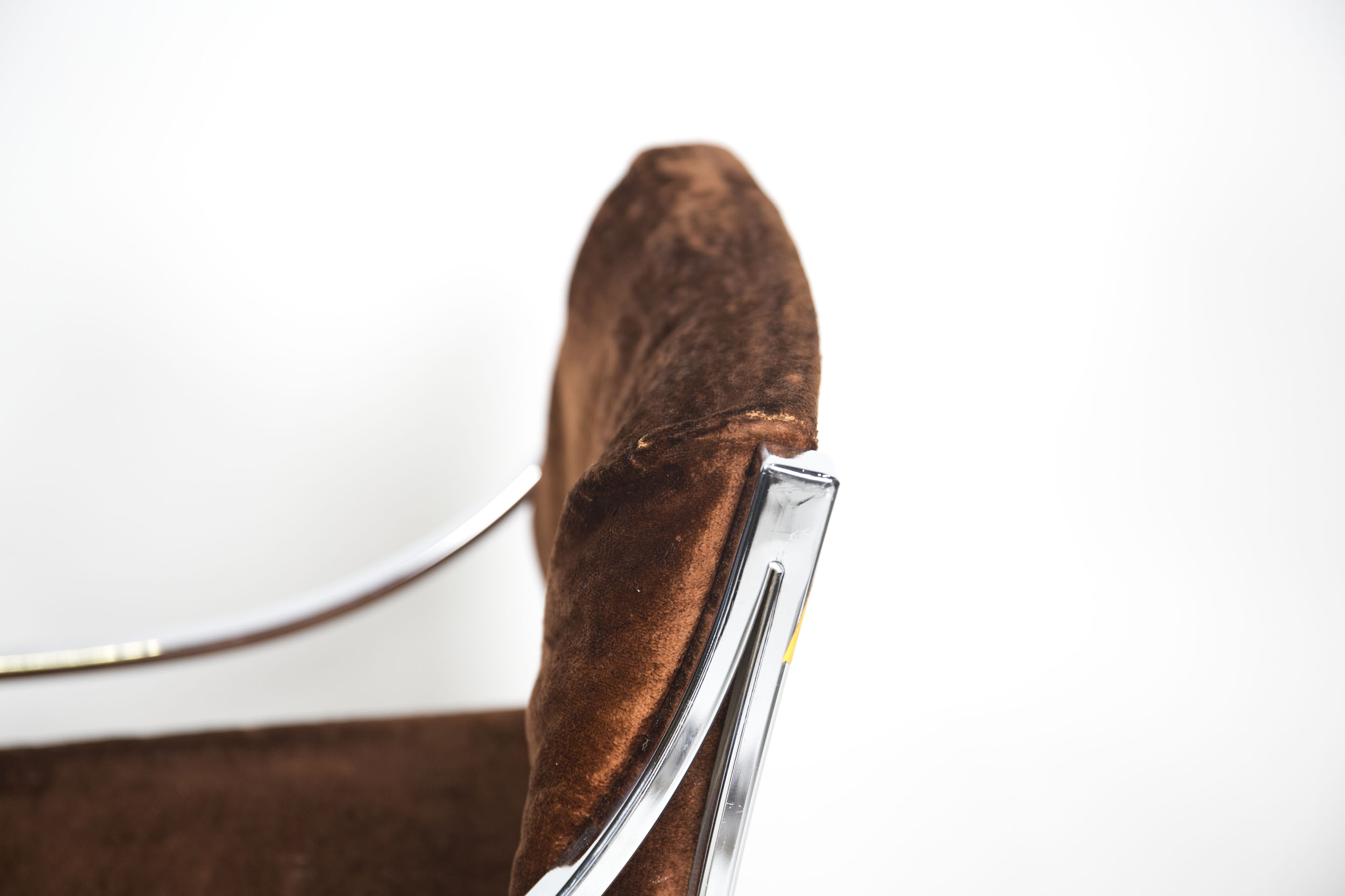 Chrome and Velour Lounge Chairs