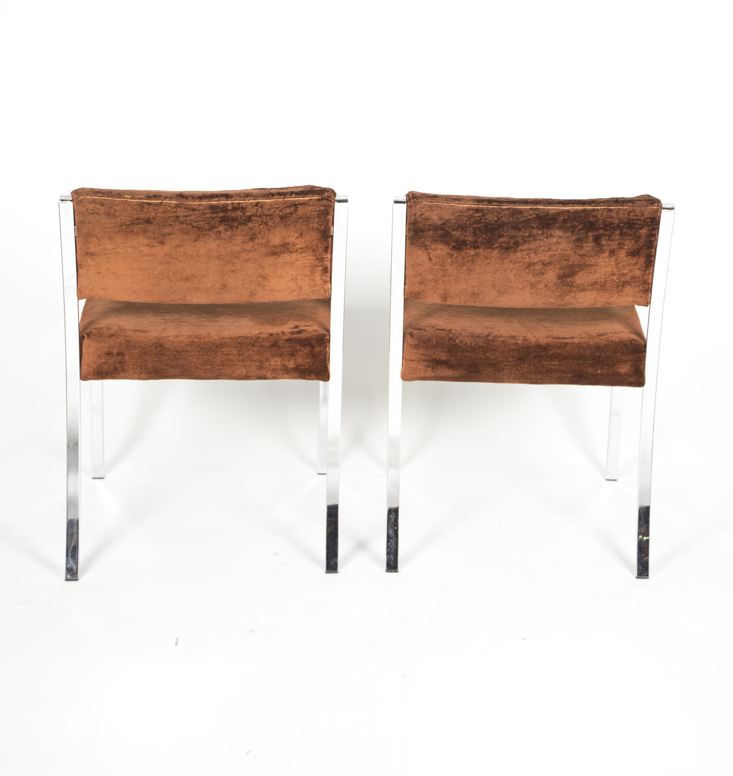 Chrome and Velour Lounge Chairs