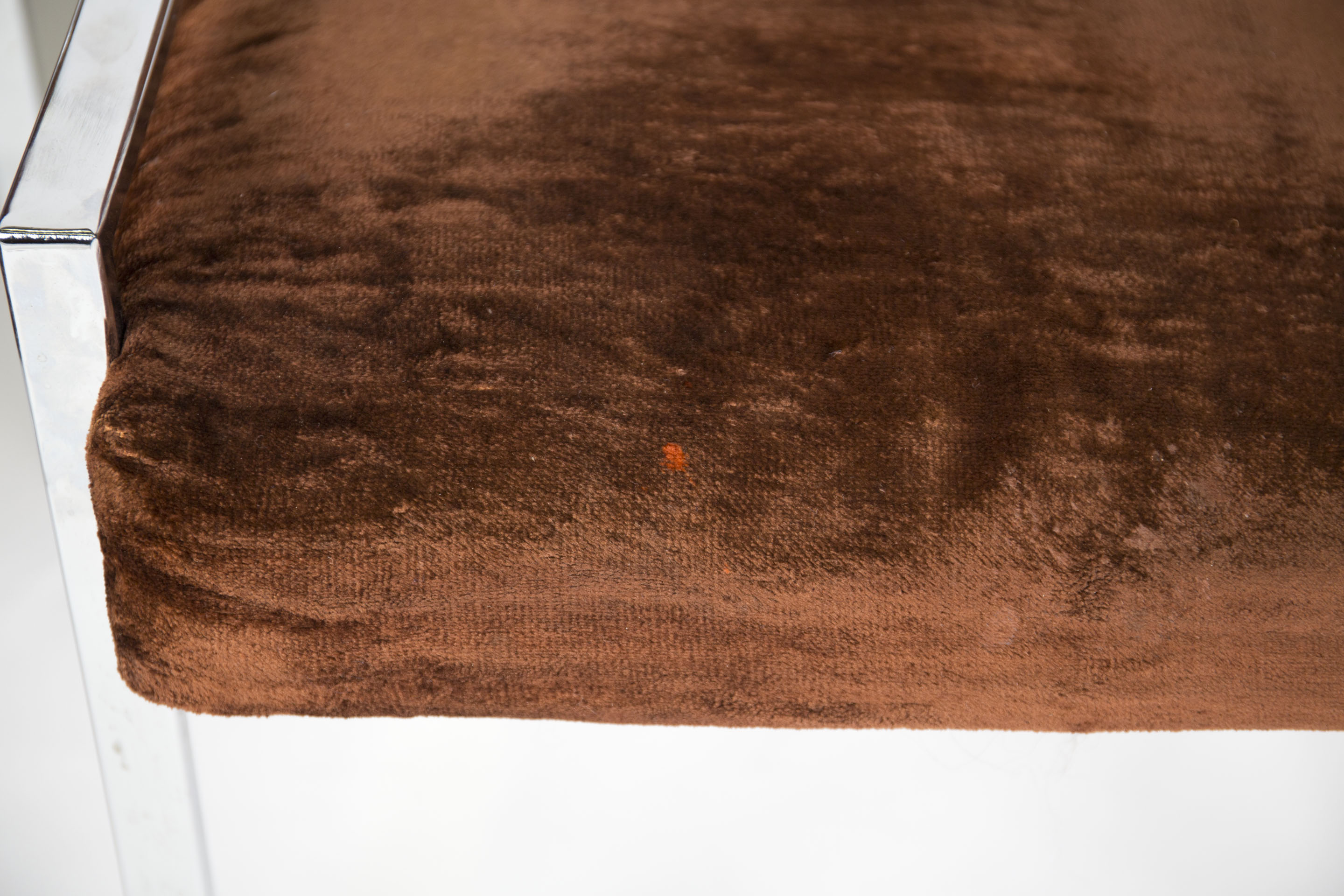 Chrome and Velour Lounge Chairs