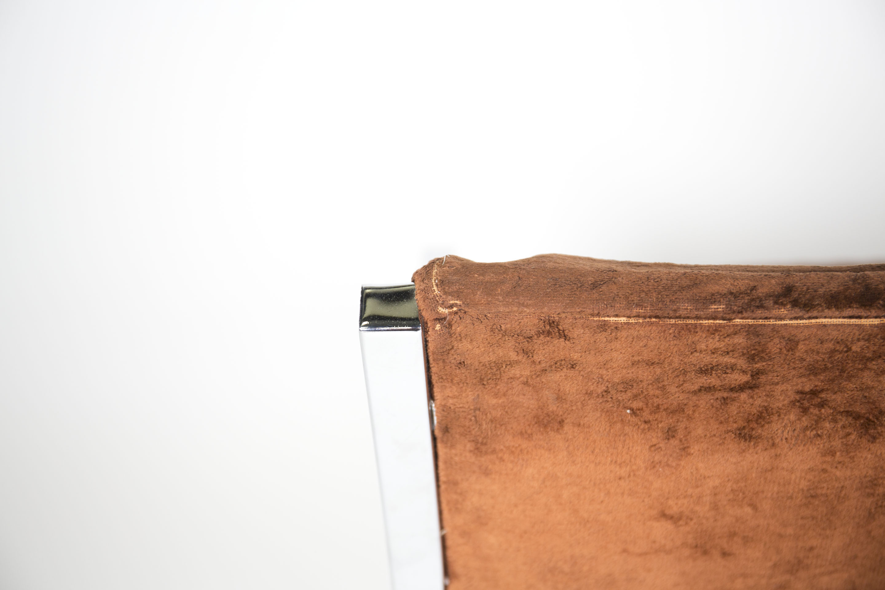 Chrome and Velour Lounge Chairs