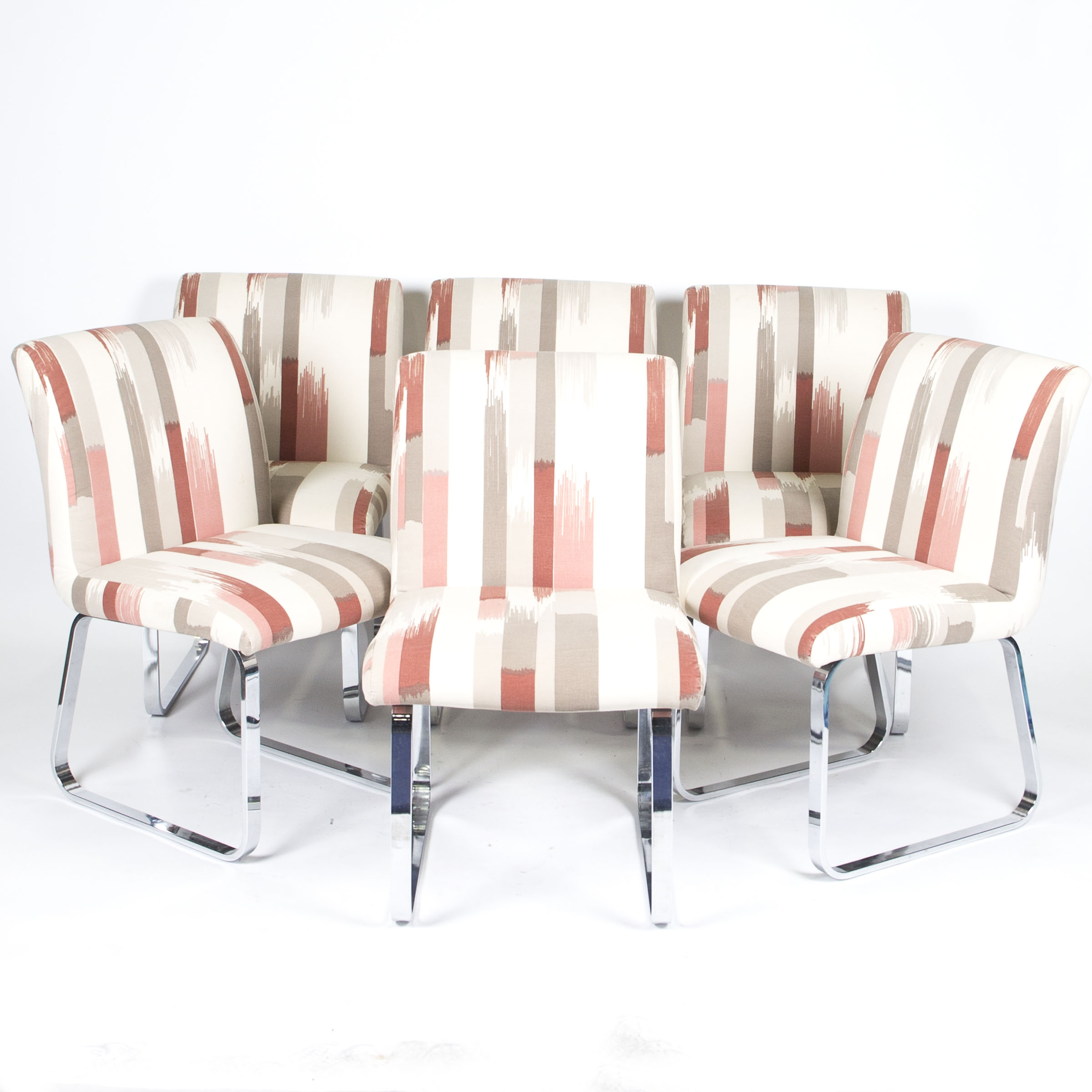 Mid Century Modern Upholstered Metal Frame Chairs by Design Institute America