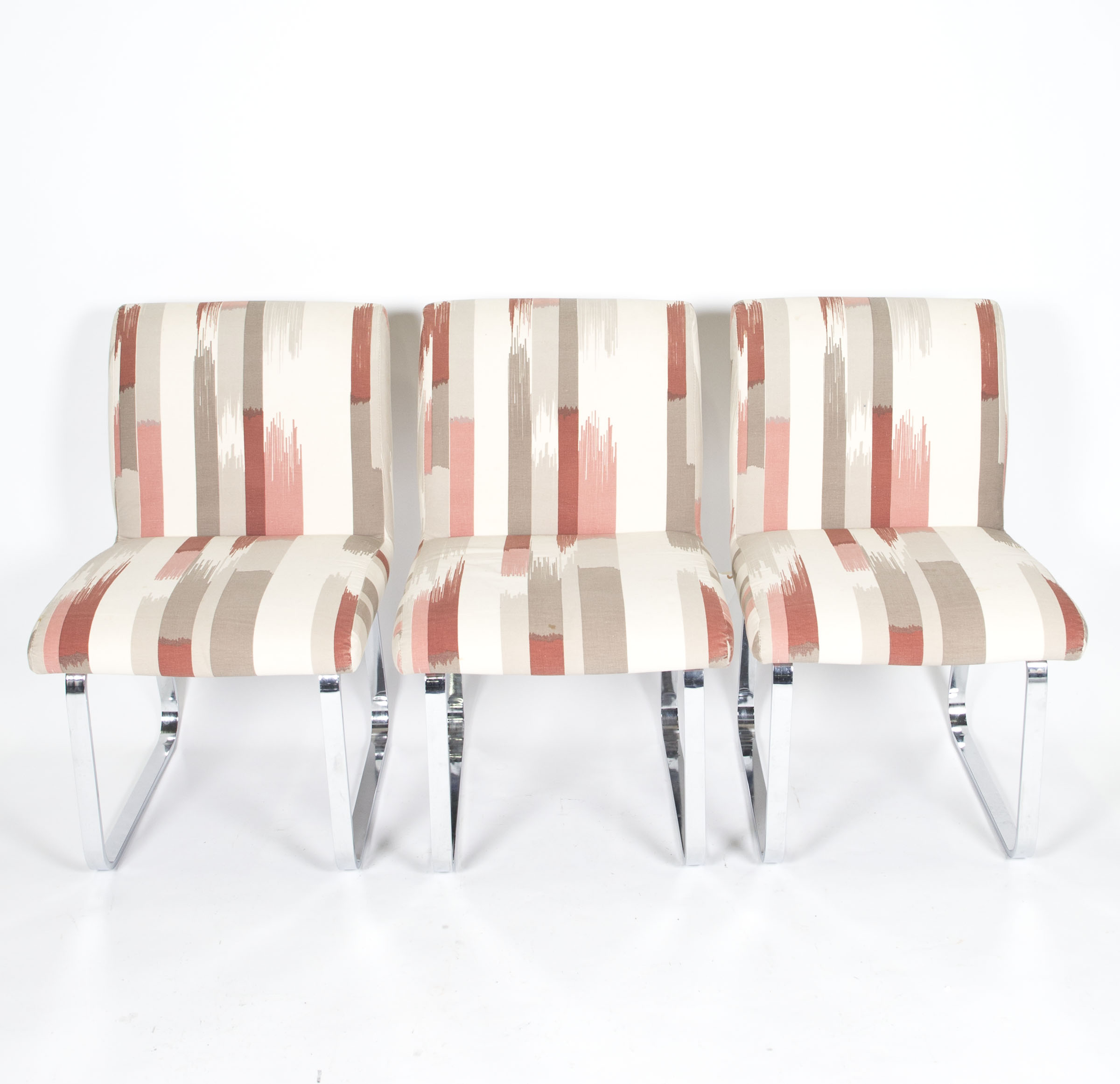 Mid Century Modern Upholstered Metal Frame Chairs by Design Institute America