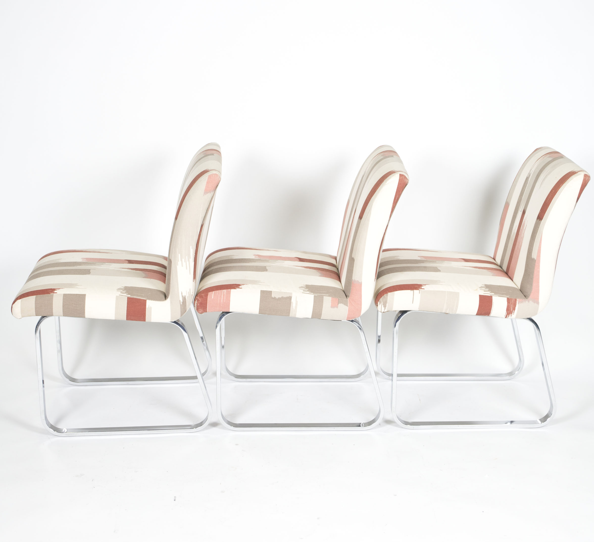 Mid Century Modern Upholstered Metal Frame Chairs by Design Institute America