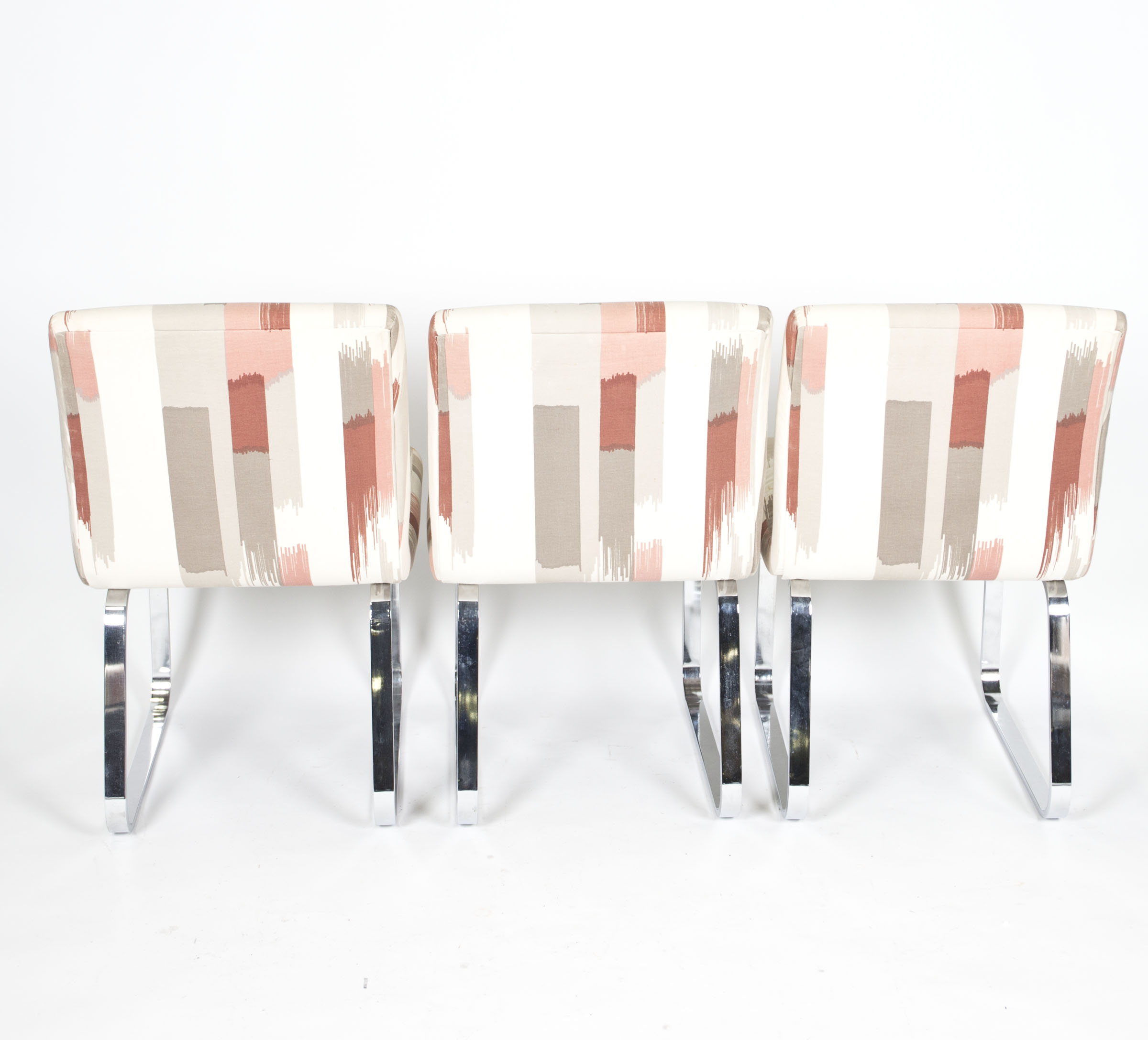 Mid Century Modern Upholstered Metal Frame Chairs by Design Institute America
