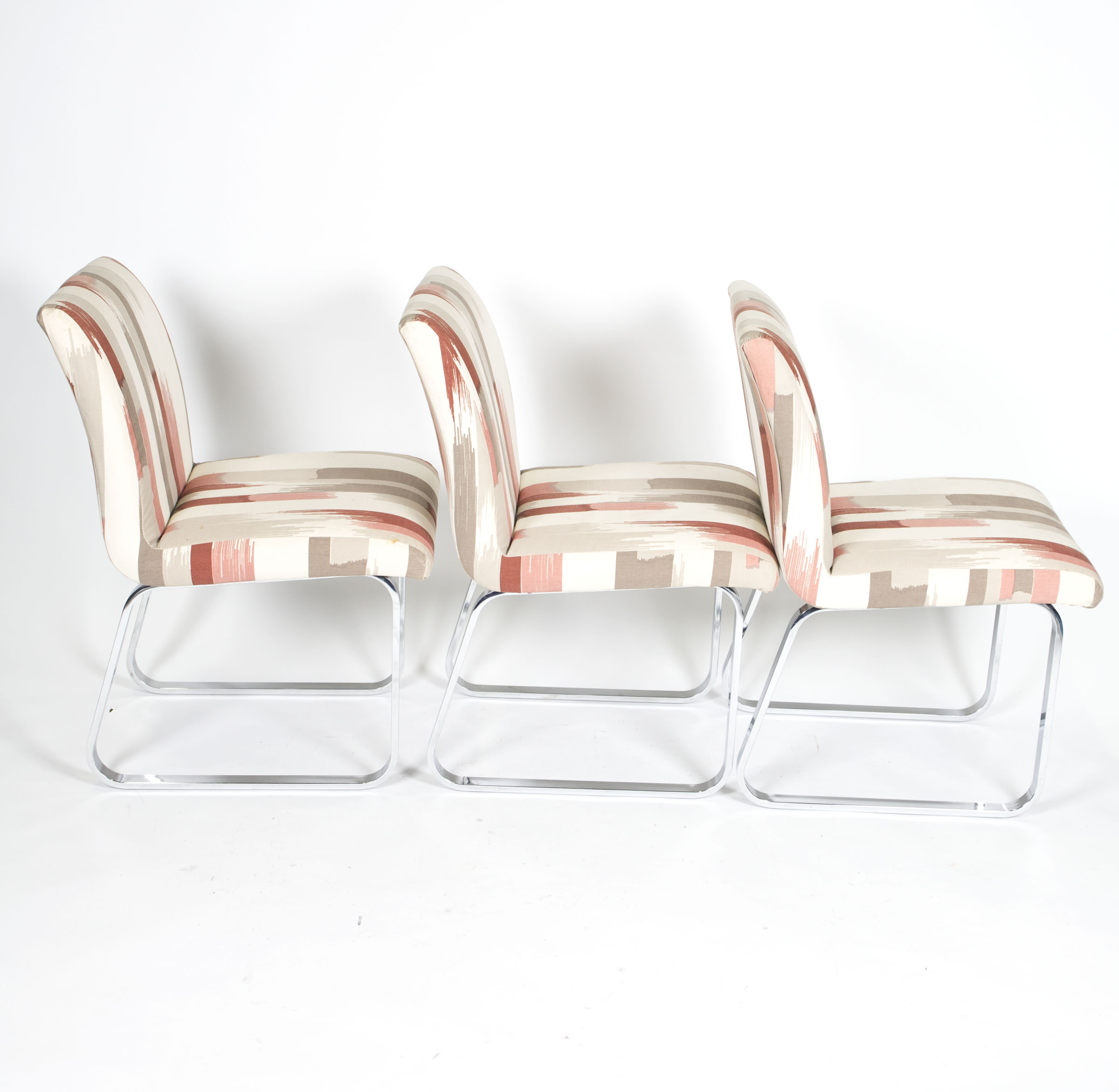 Mid Century Modern Upholstered Metal Frame Chairs by Design Institute America