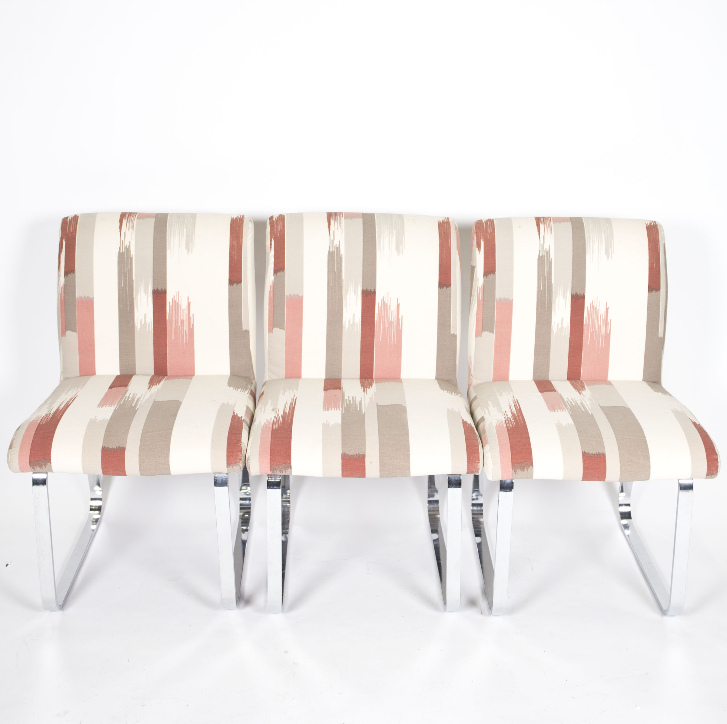 Mid Century Modern Upholstered Metal Frame Chairs by Design Institute America