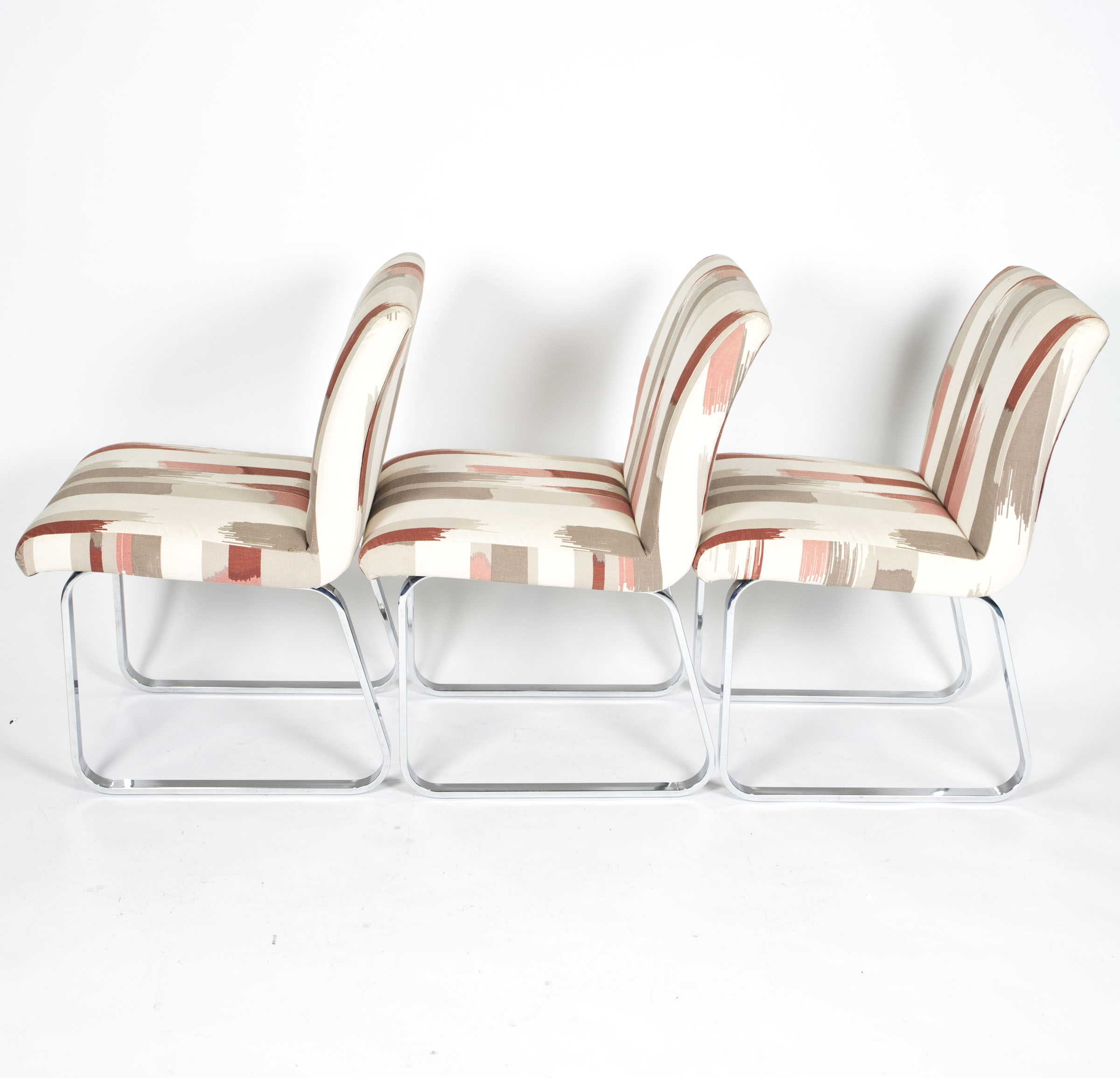 Mid Century Modern Upholstered Metal Frame Chairs by Design Institute America