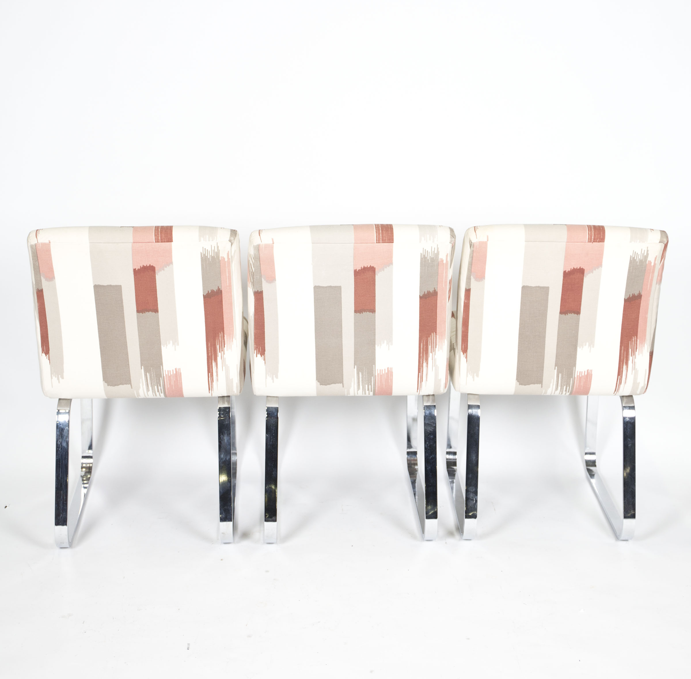 Mid Century Modern Upholstered Metal Frame Chairs by Design Institute America
