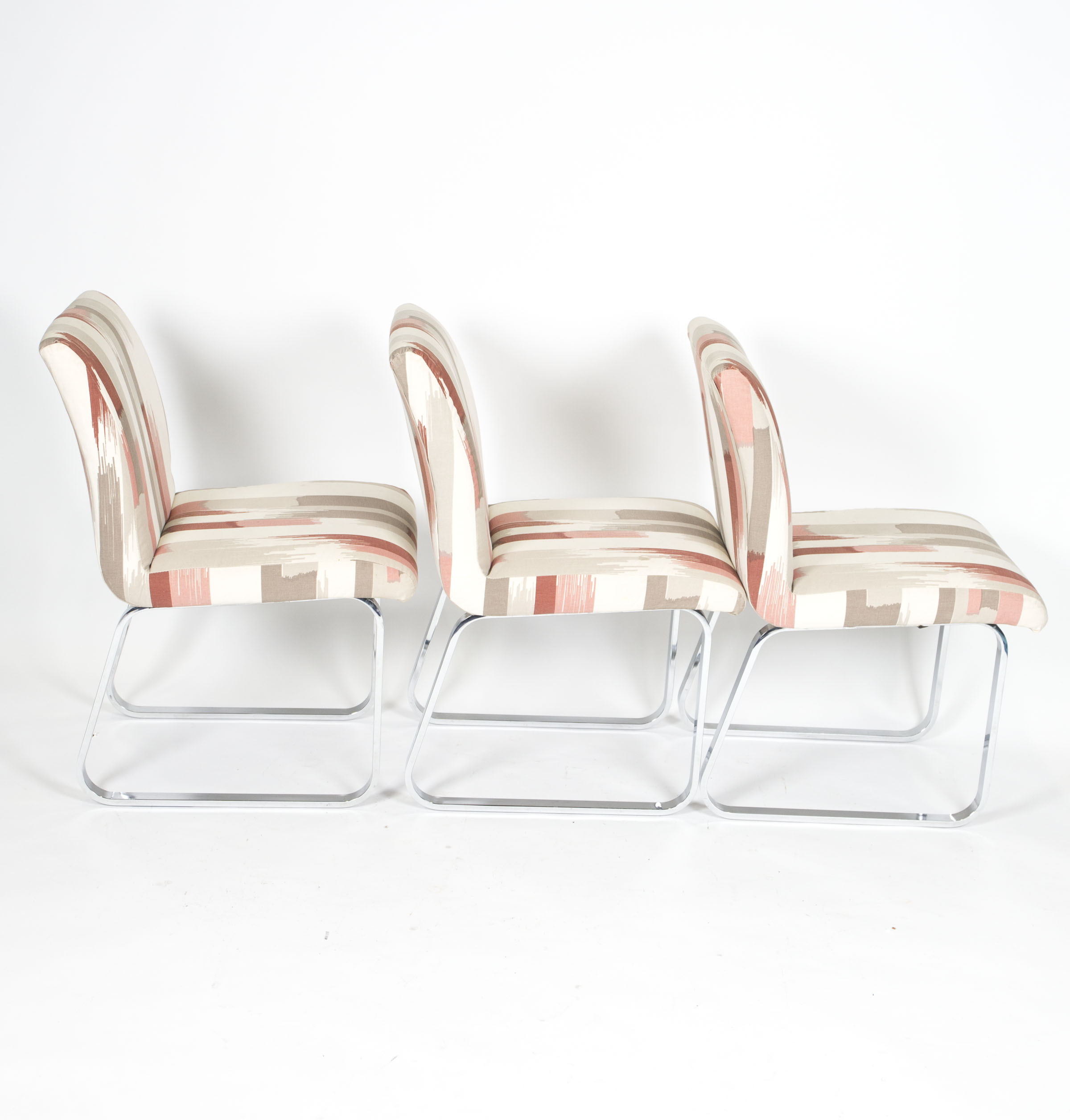 Mid Century Modern Upholstered Metal Frame Chairs by Design Institute America