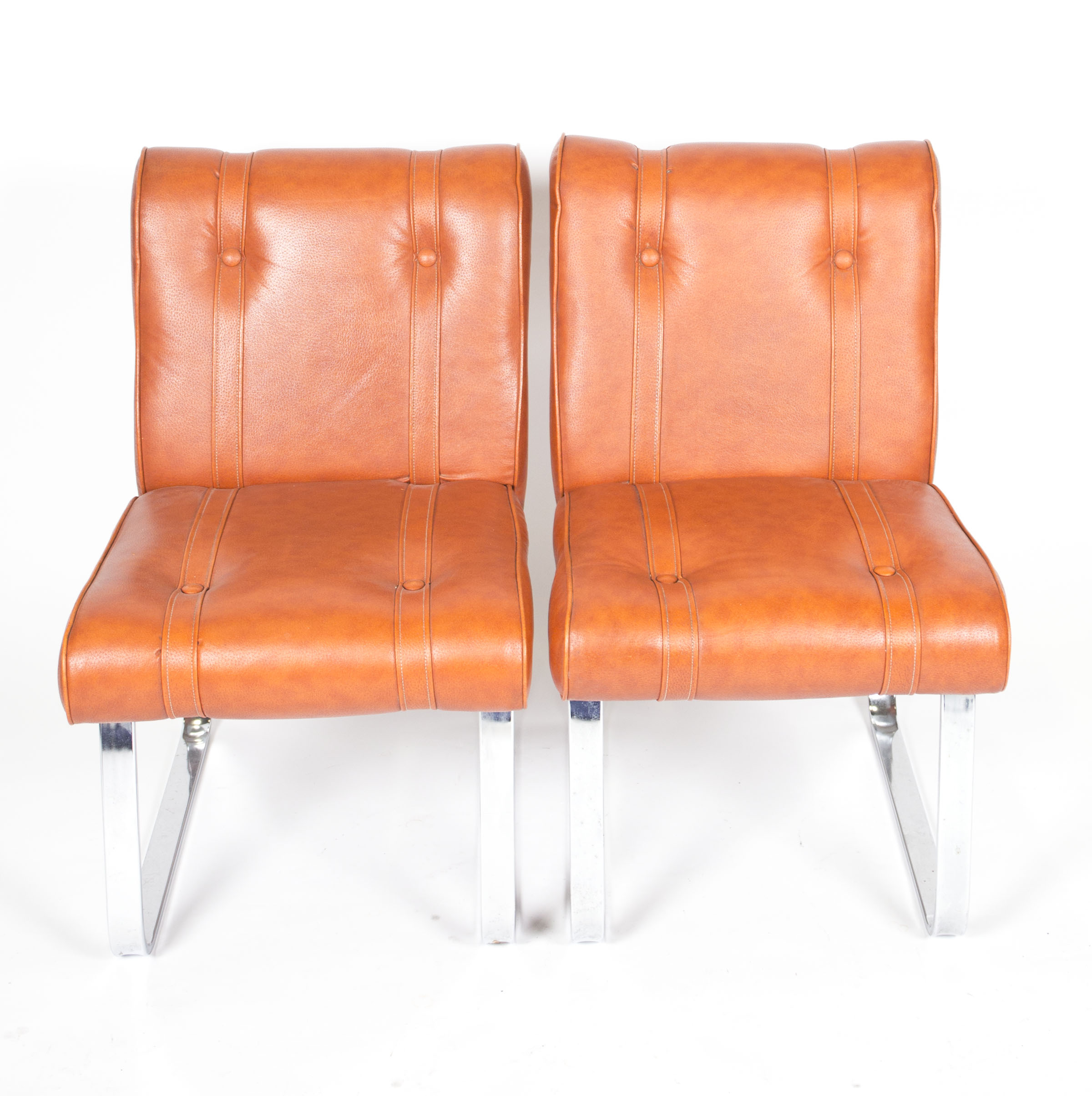 Mid Century Modern Vinyl and Chrome Chairs by Douglas Furniture