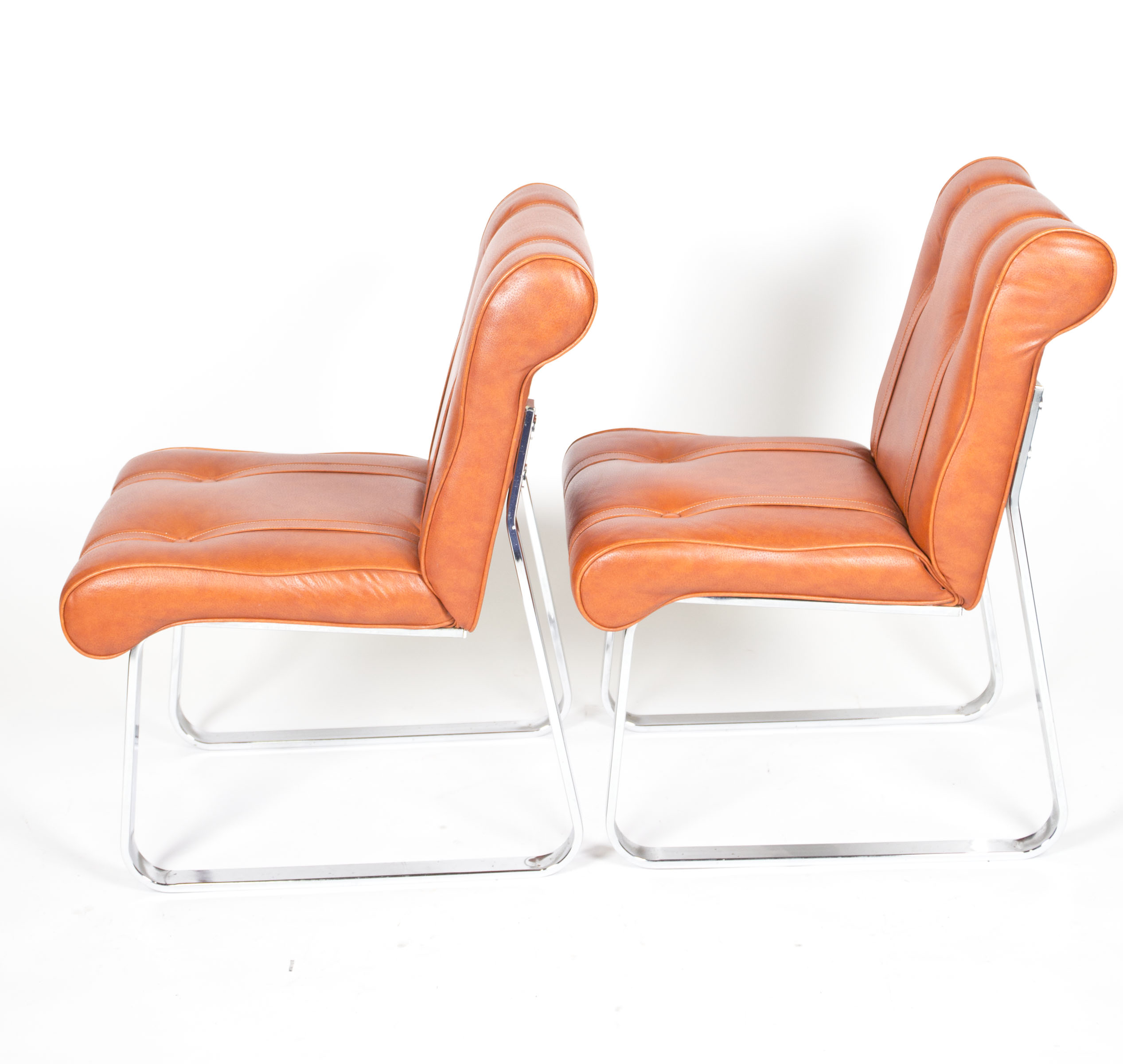 Mid Century Modern Vinyl and Chrome Chairs by Douglas Furniture