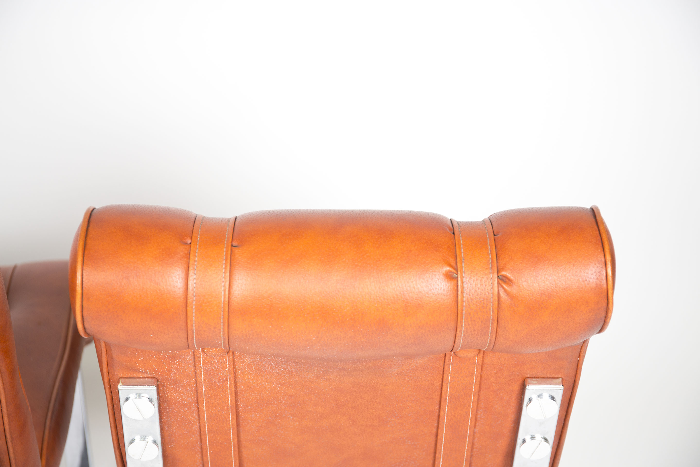 Mid Century Modern Vinyl and Chrome Chairs by Douglas Furniture