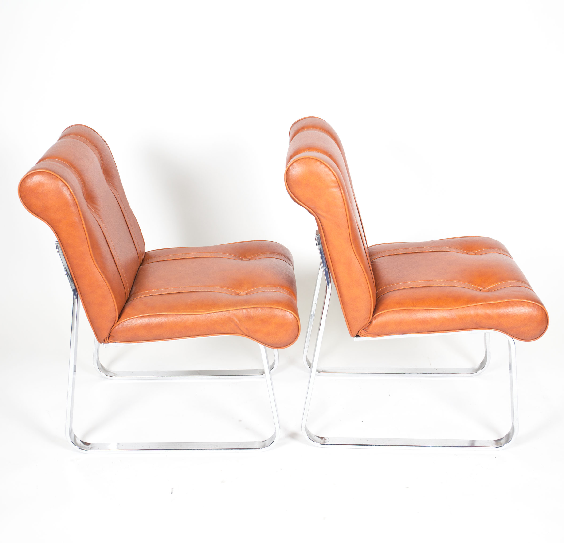 Mid Century Modern Vinyl and Chrome Chairs by Douglas Furniture
