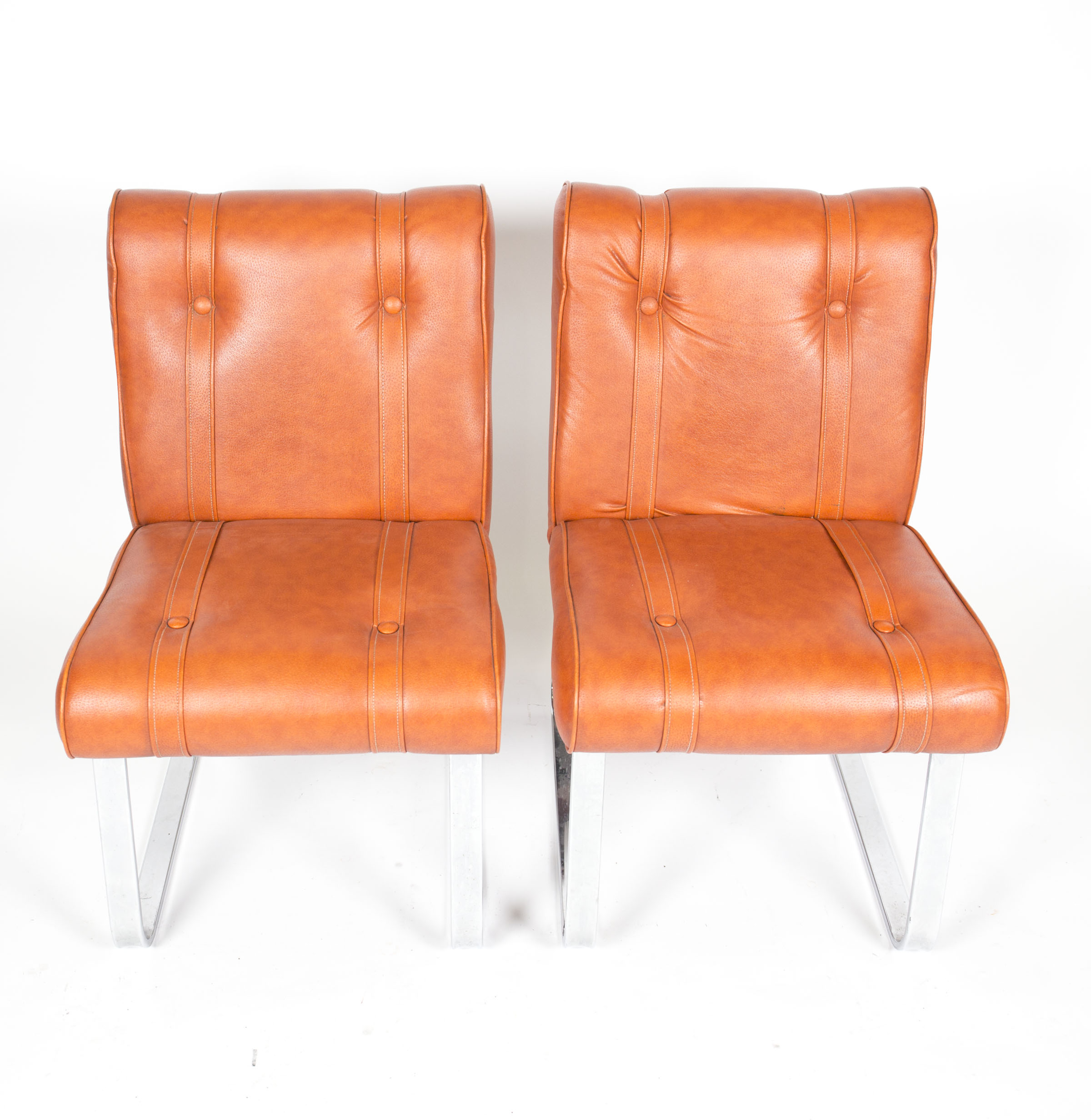 Mid Century Modern Vinyl and Chrome Chairs by Douglas Furniture