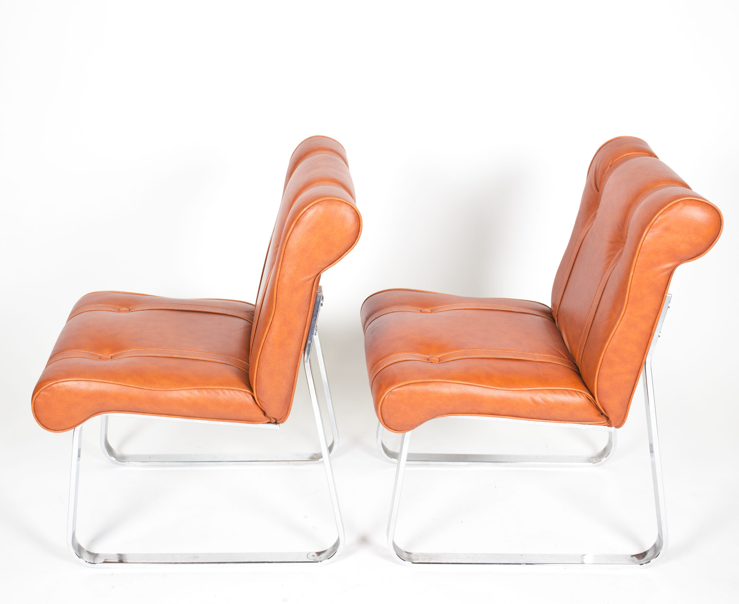 Mid Century Modern Vinyl and Chrome Chairs by Douglas Furniture