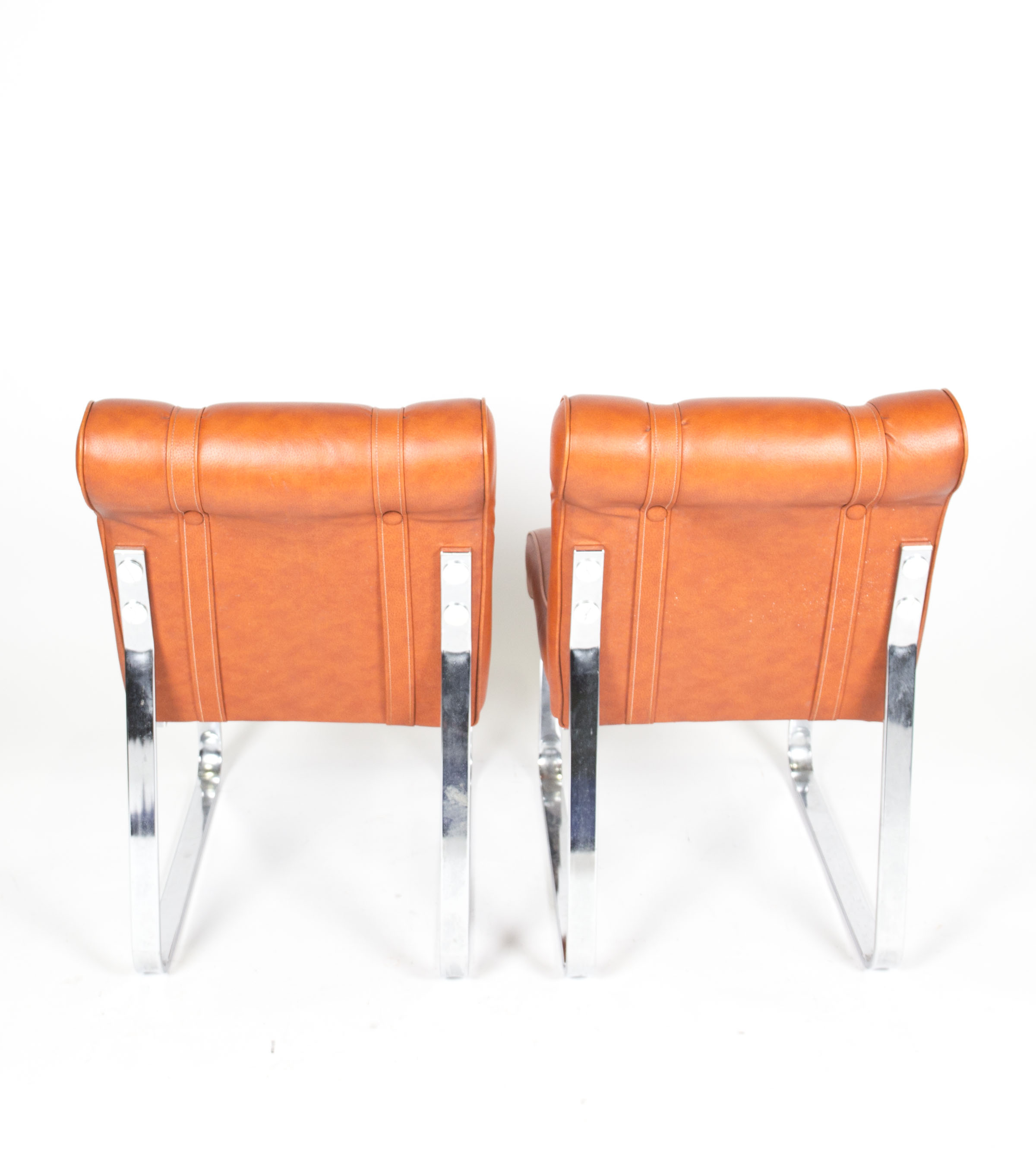 Mid Century Modern Vinyl and Chrome Chairs by Douglas Furniture