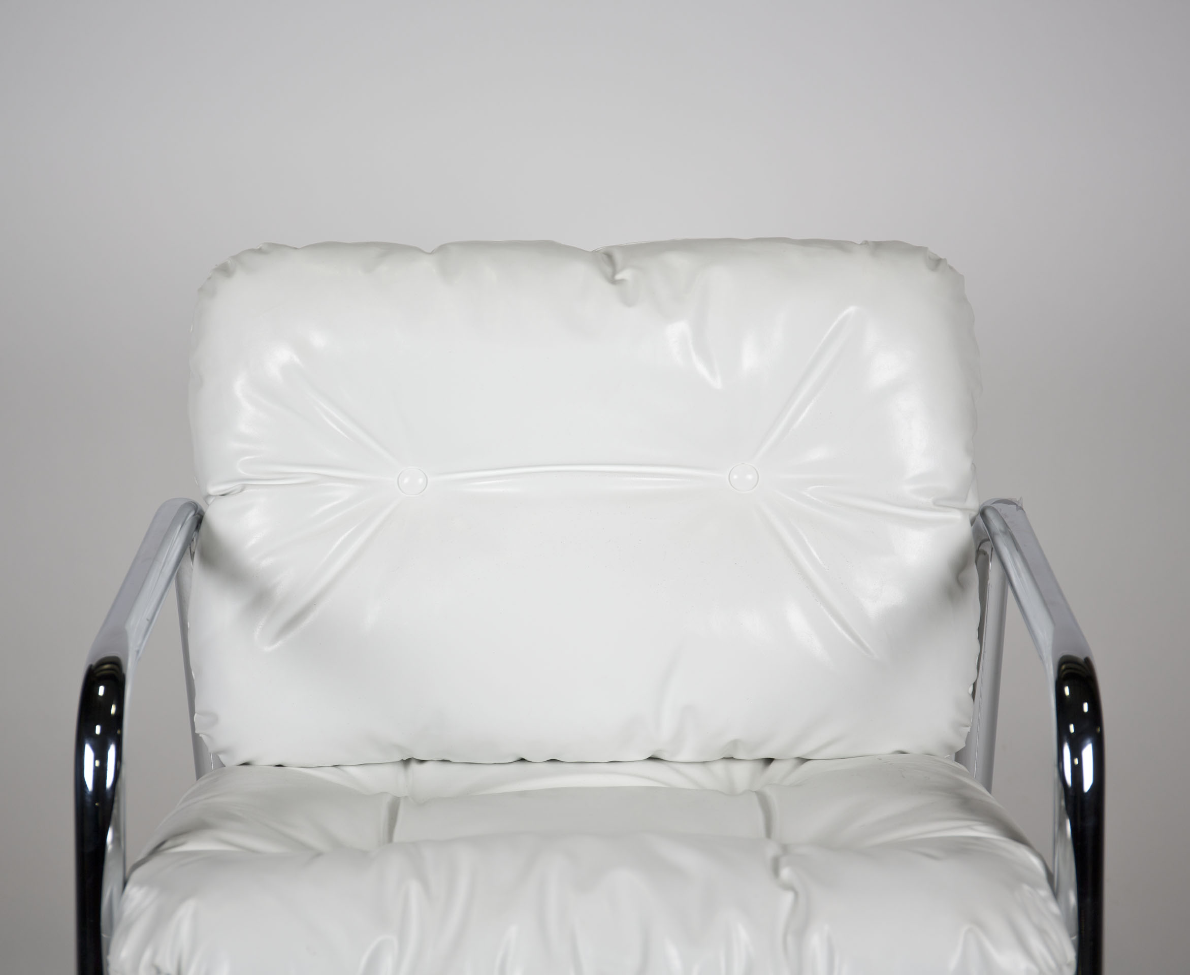Mid Century Modern White Vinyl Lounge Chair