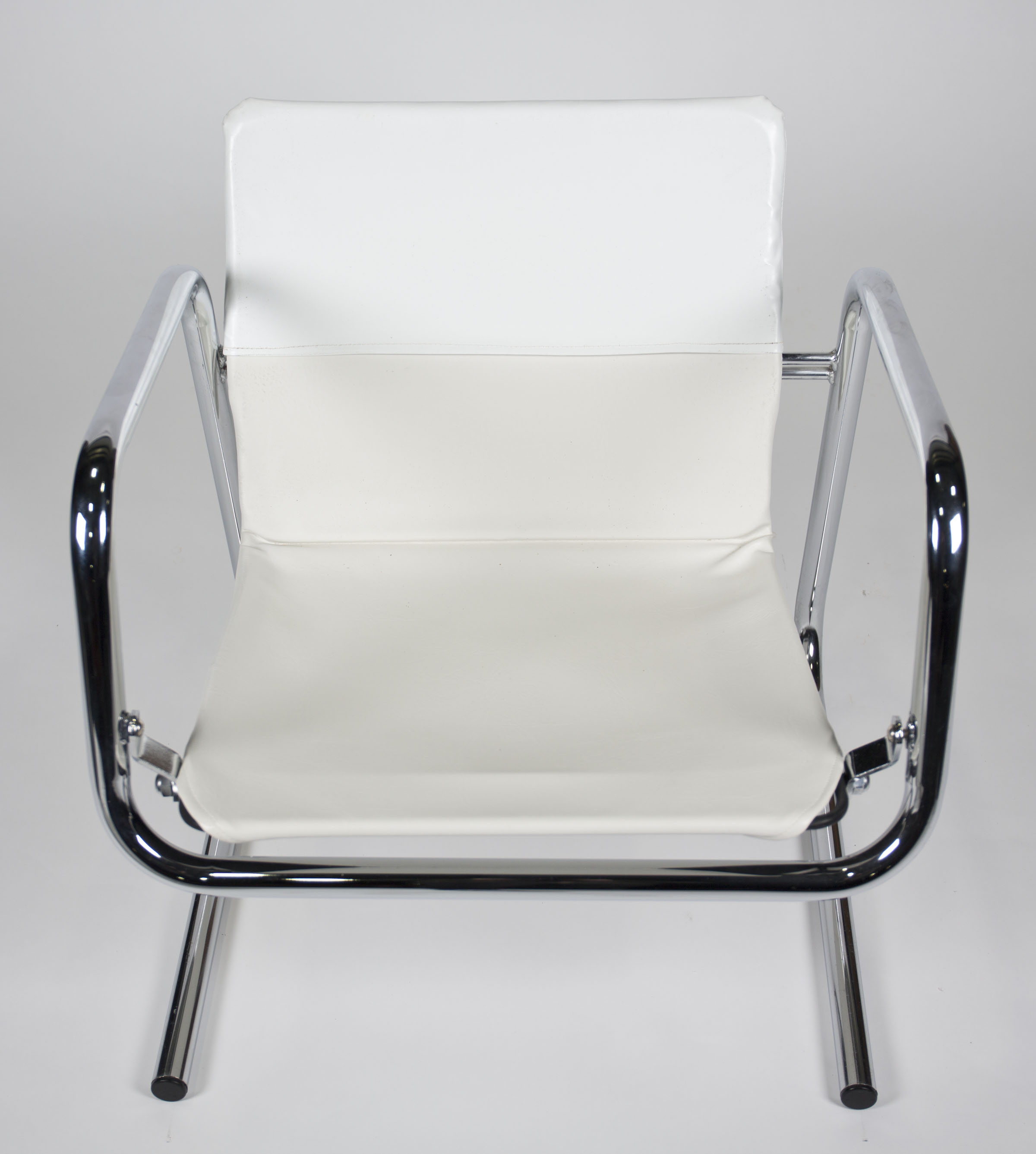 Mid Century Modern White Vinyl Lounge Chair