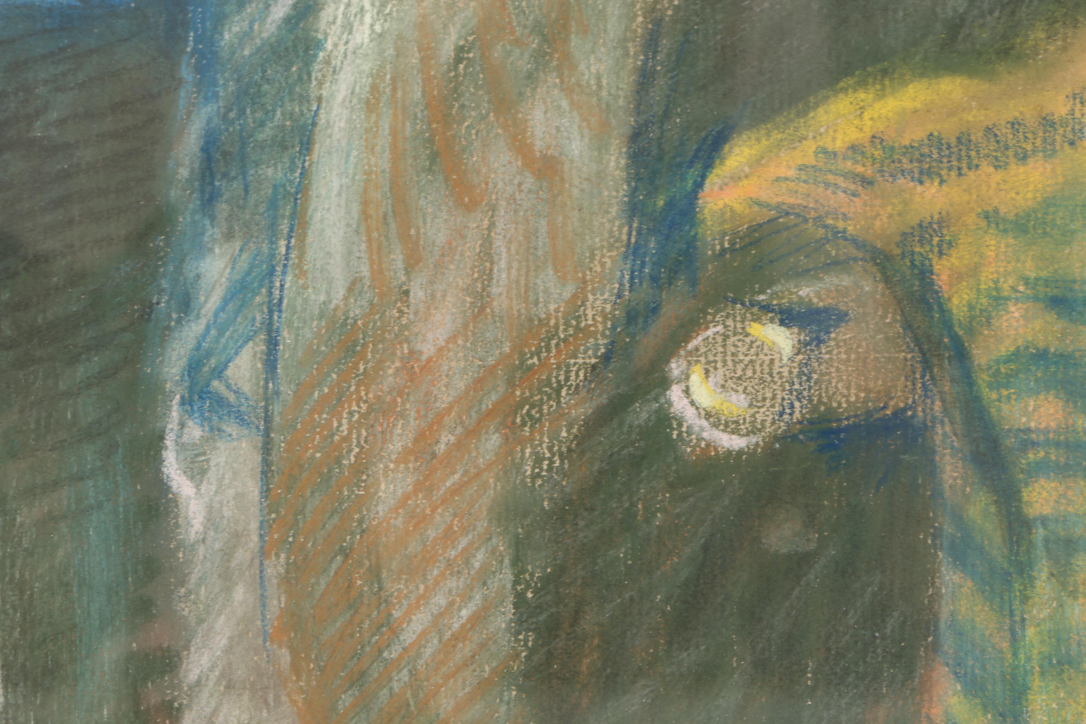 Albert Dequene Pastel Drawing "Marchand de Legumes"