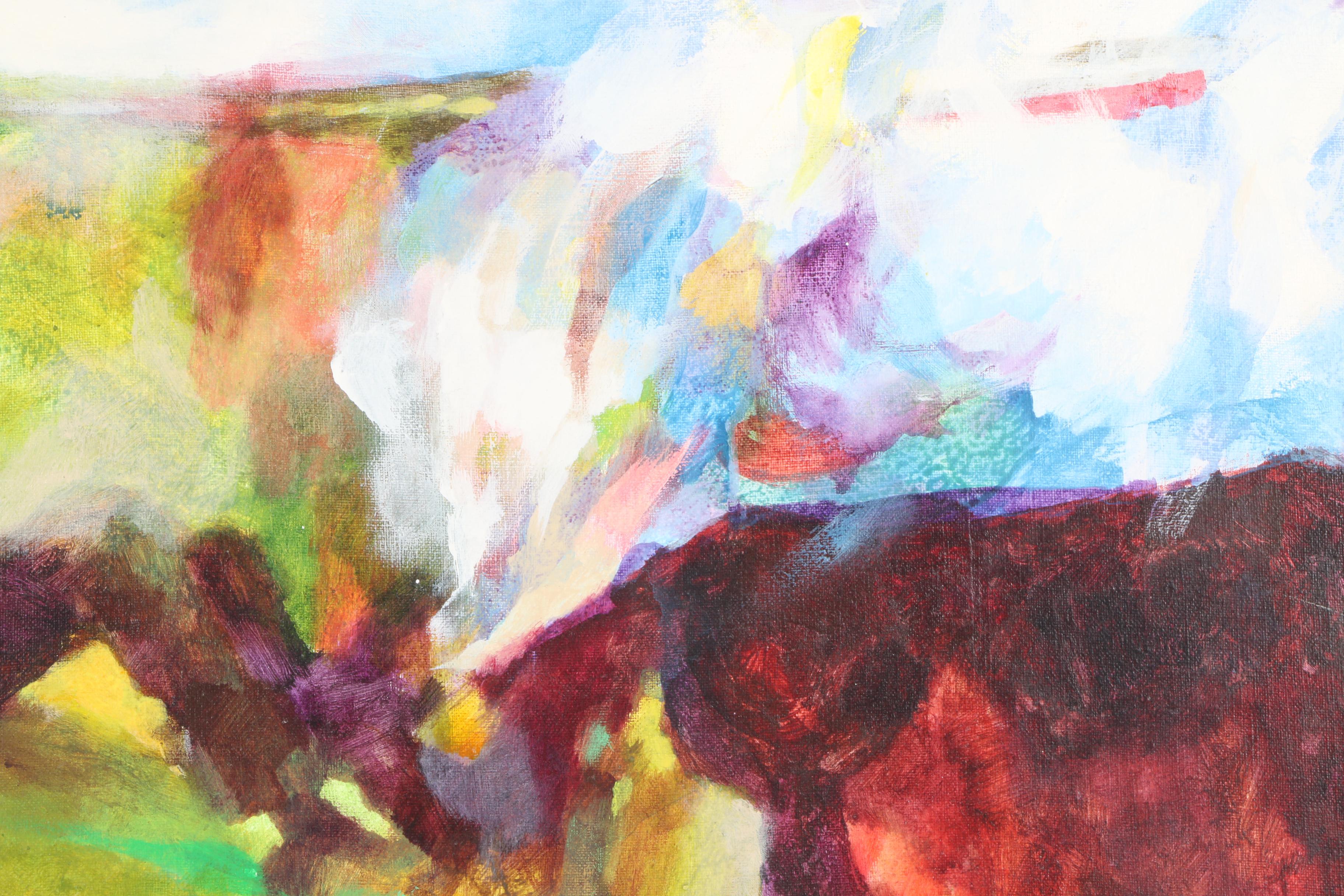 Irma Cavat Signed Acrylic On Canvas "White Plumes at Golden Gate"