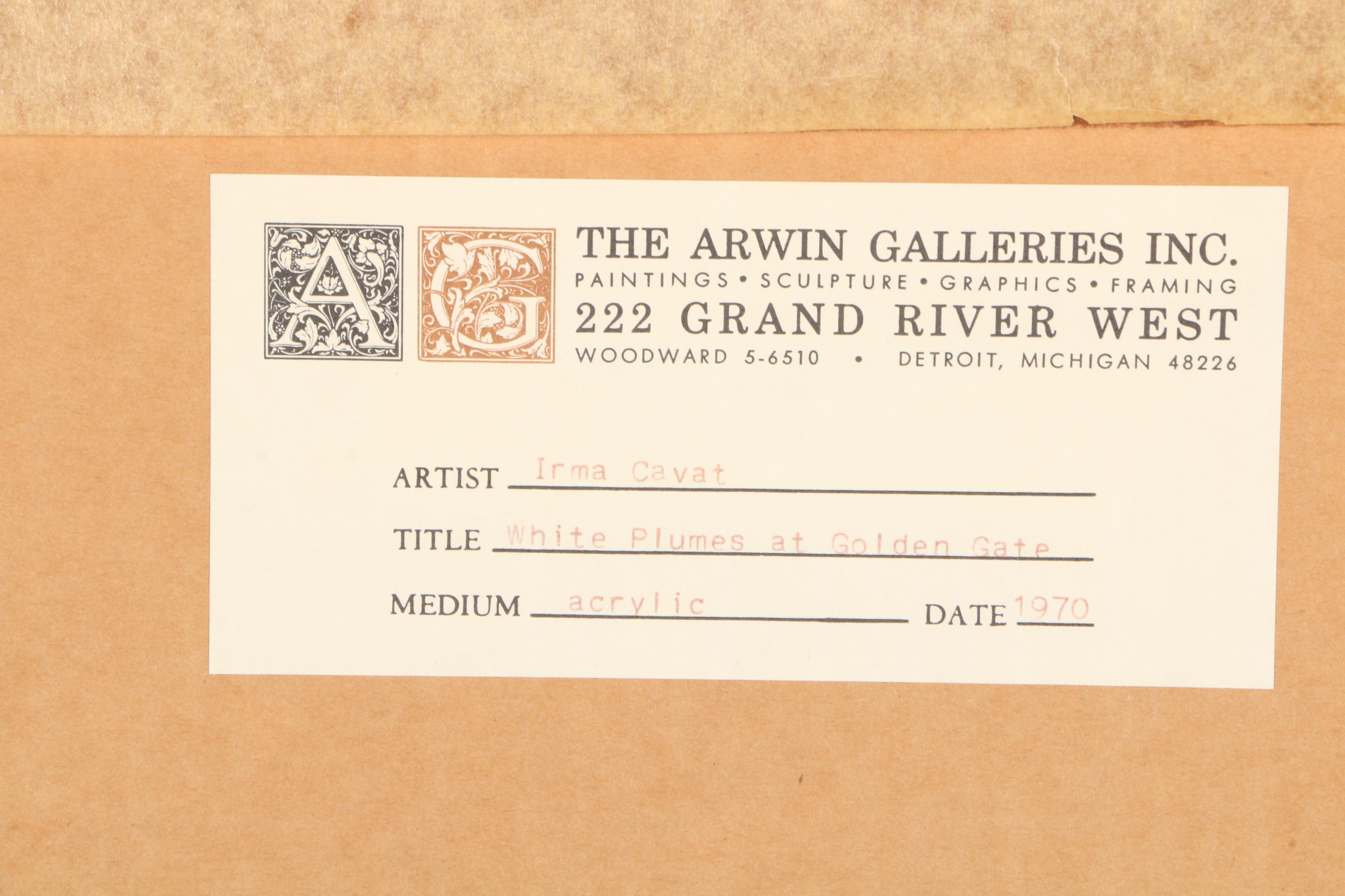 Irma Cavat Signed Acrylic On Canvas "White Plumes at Golden Gate"