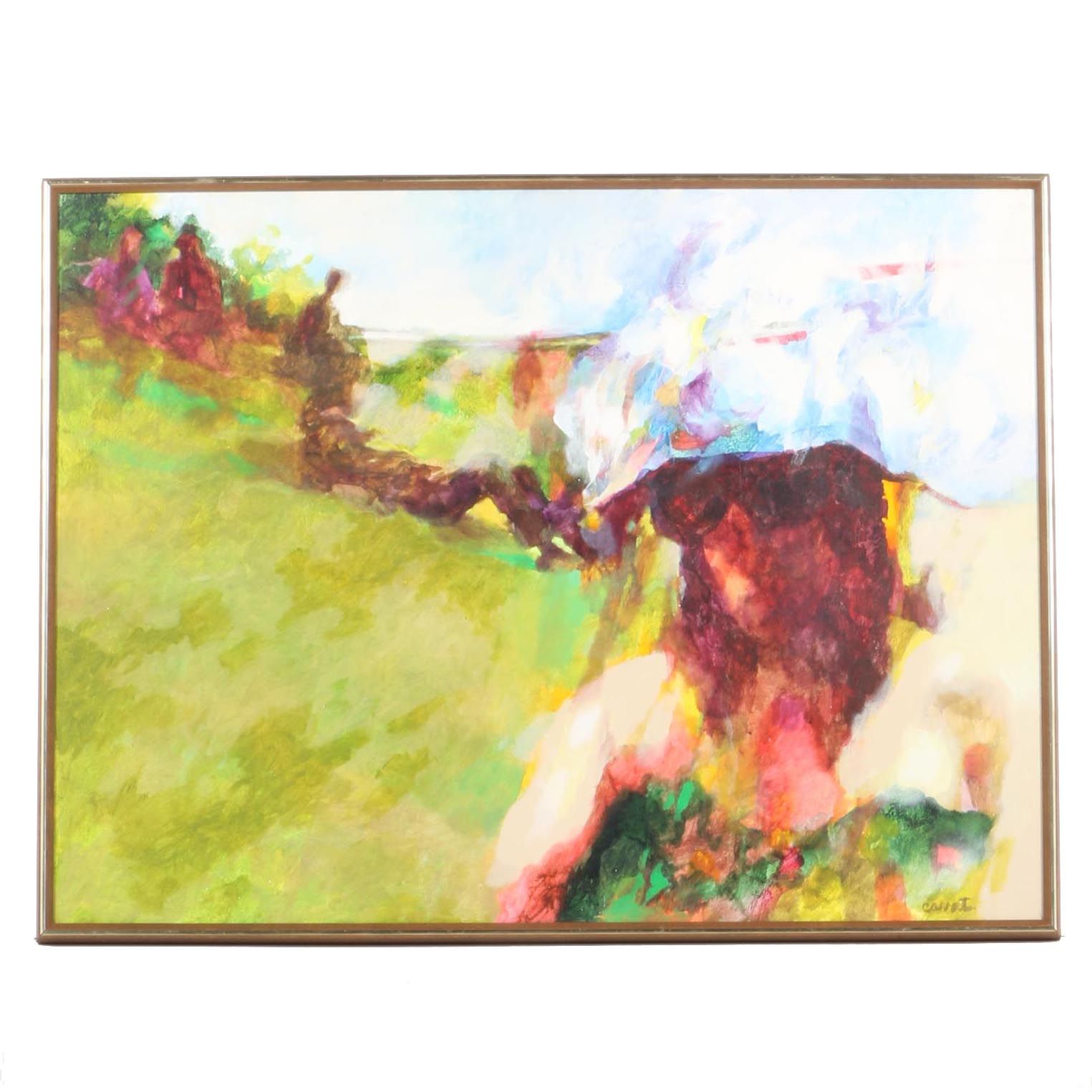 Irma Cavat Signed Acrylic On Canvas "White Plumes at Golden Gate"