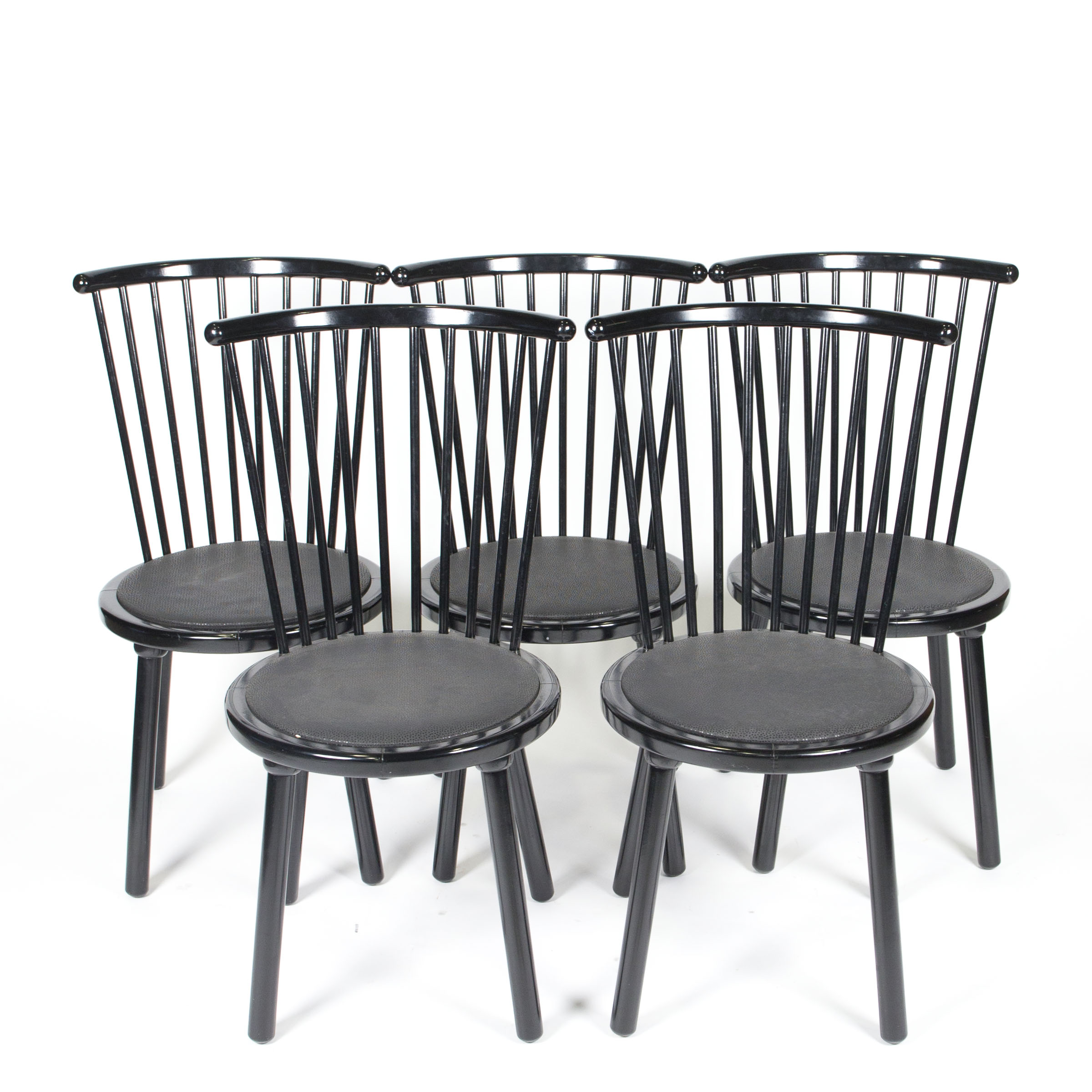 Contemporary Spindle Back Black Chairs