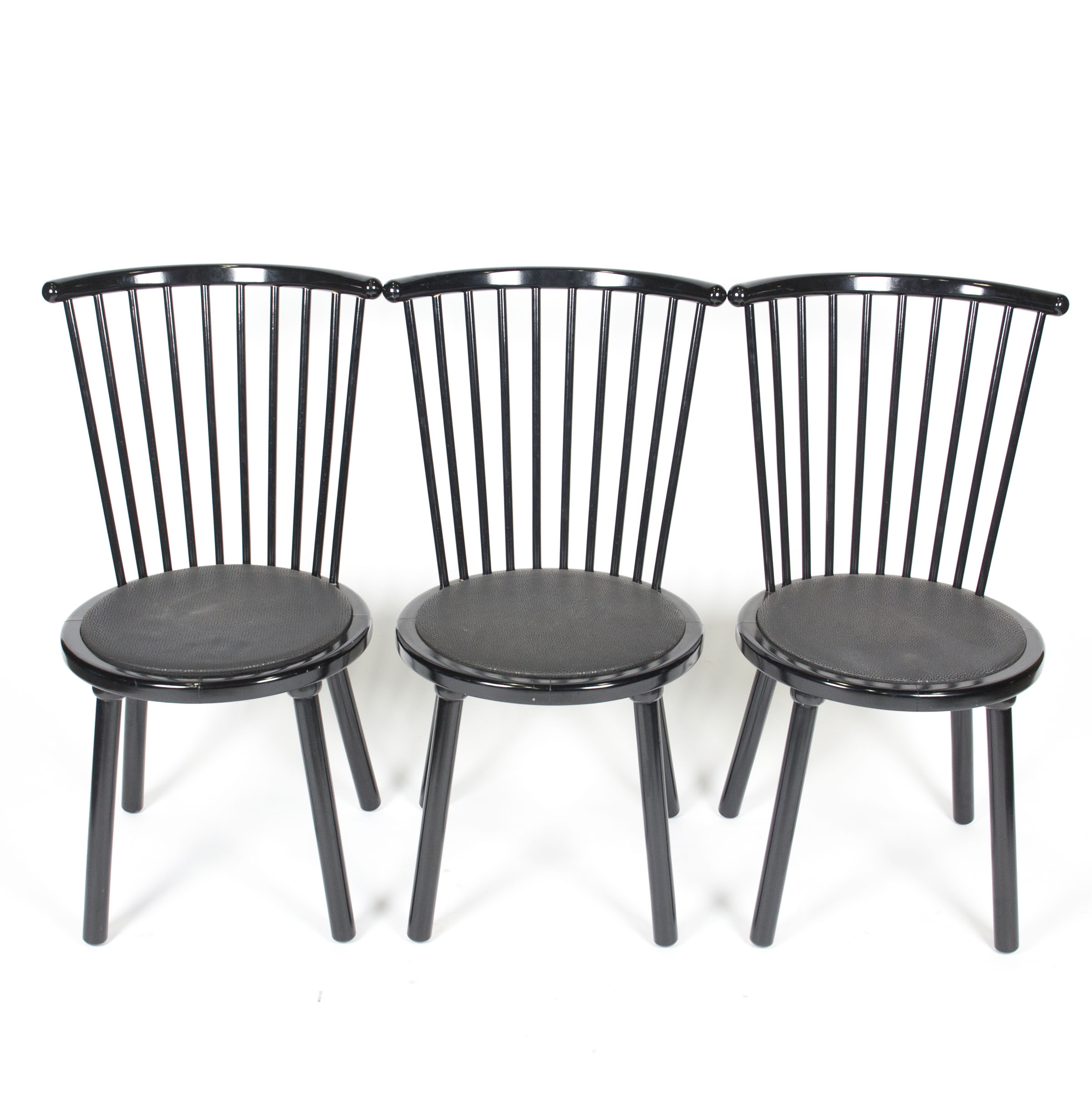 Contemporary Spindle Back Black Chairs