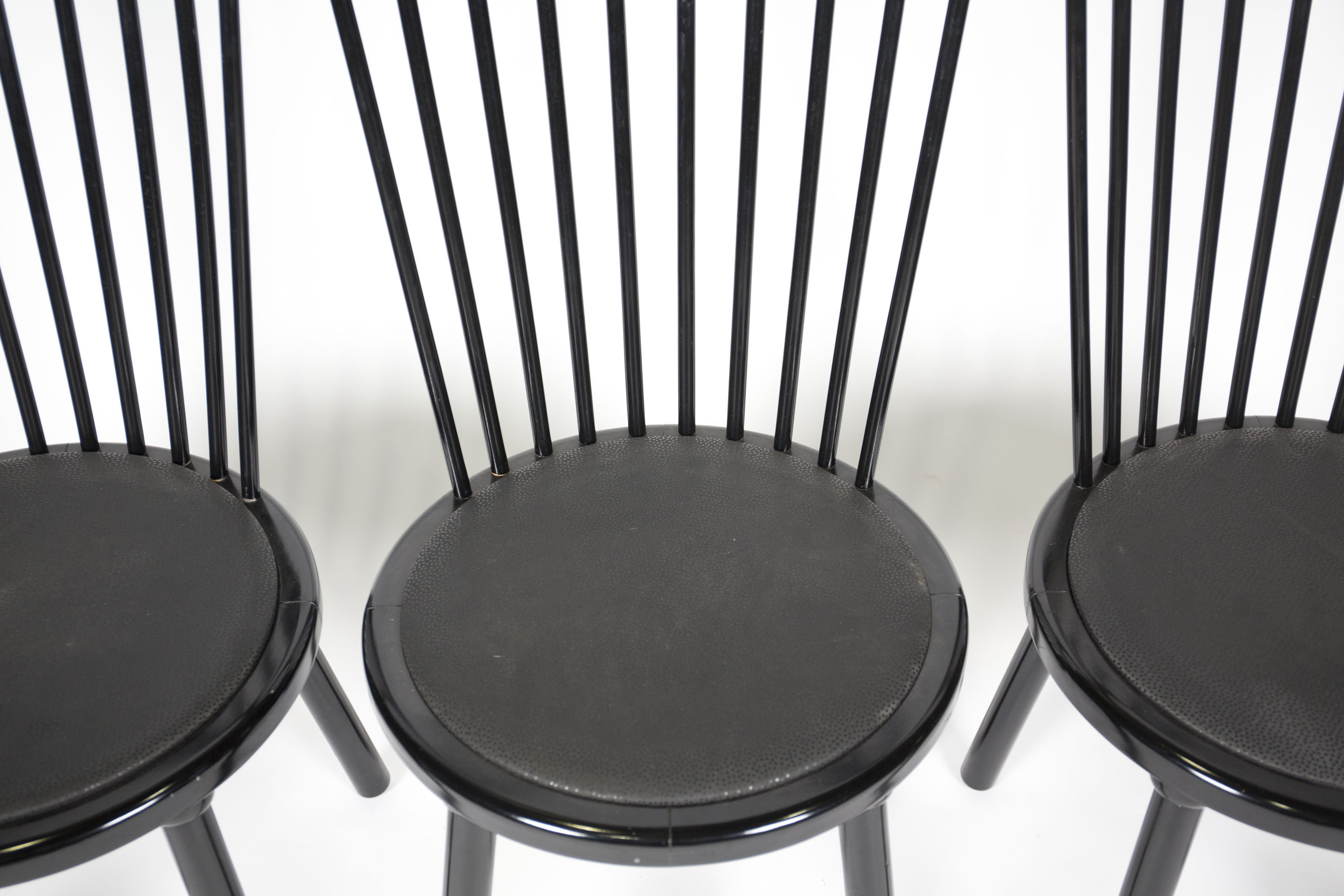 Contemporary Spindle Back Black Chairs