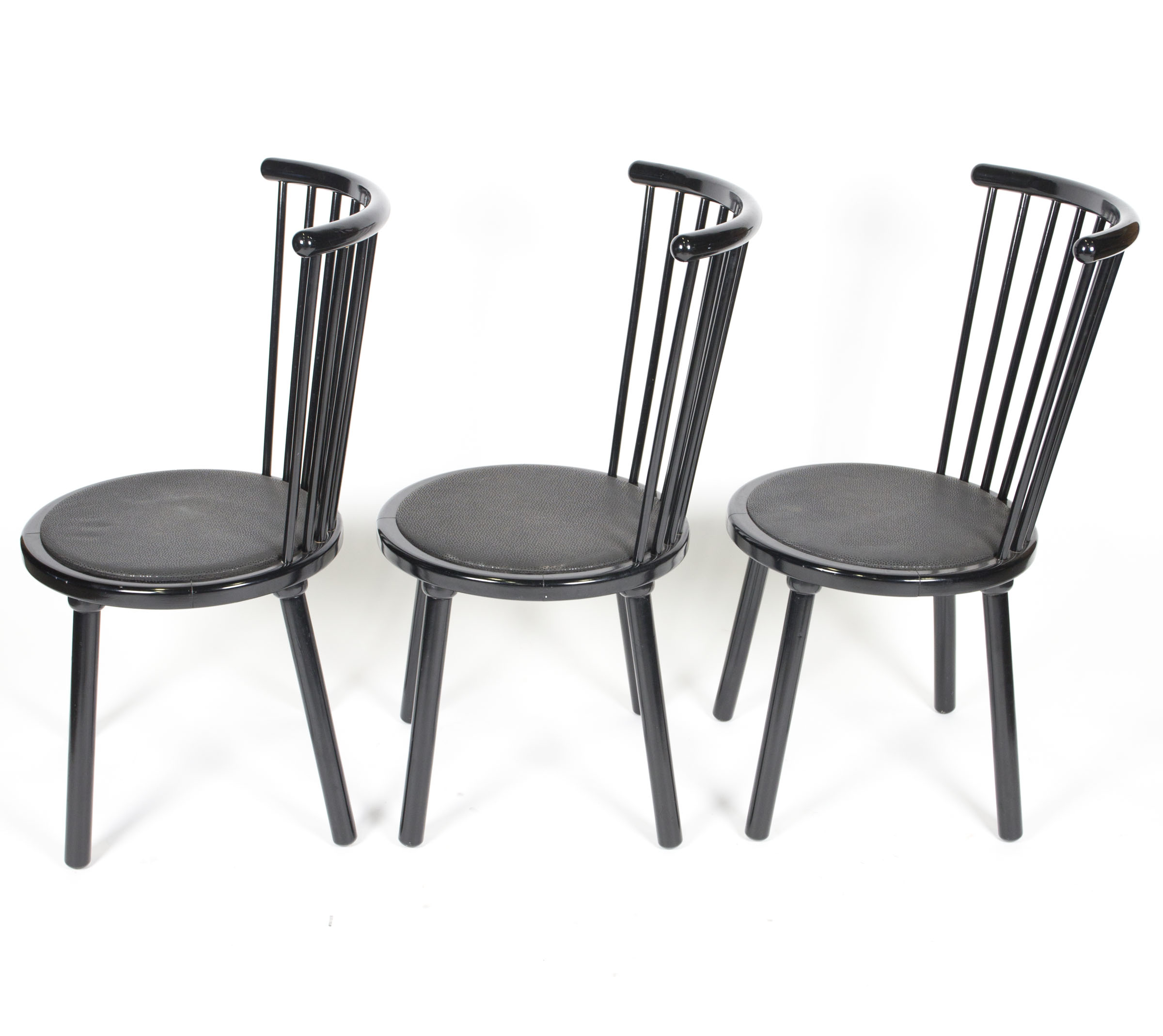 Contemporary Spindle Back Black Chairs