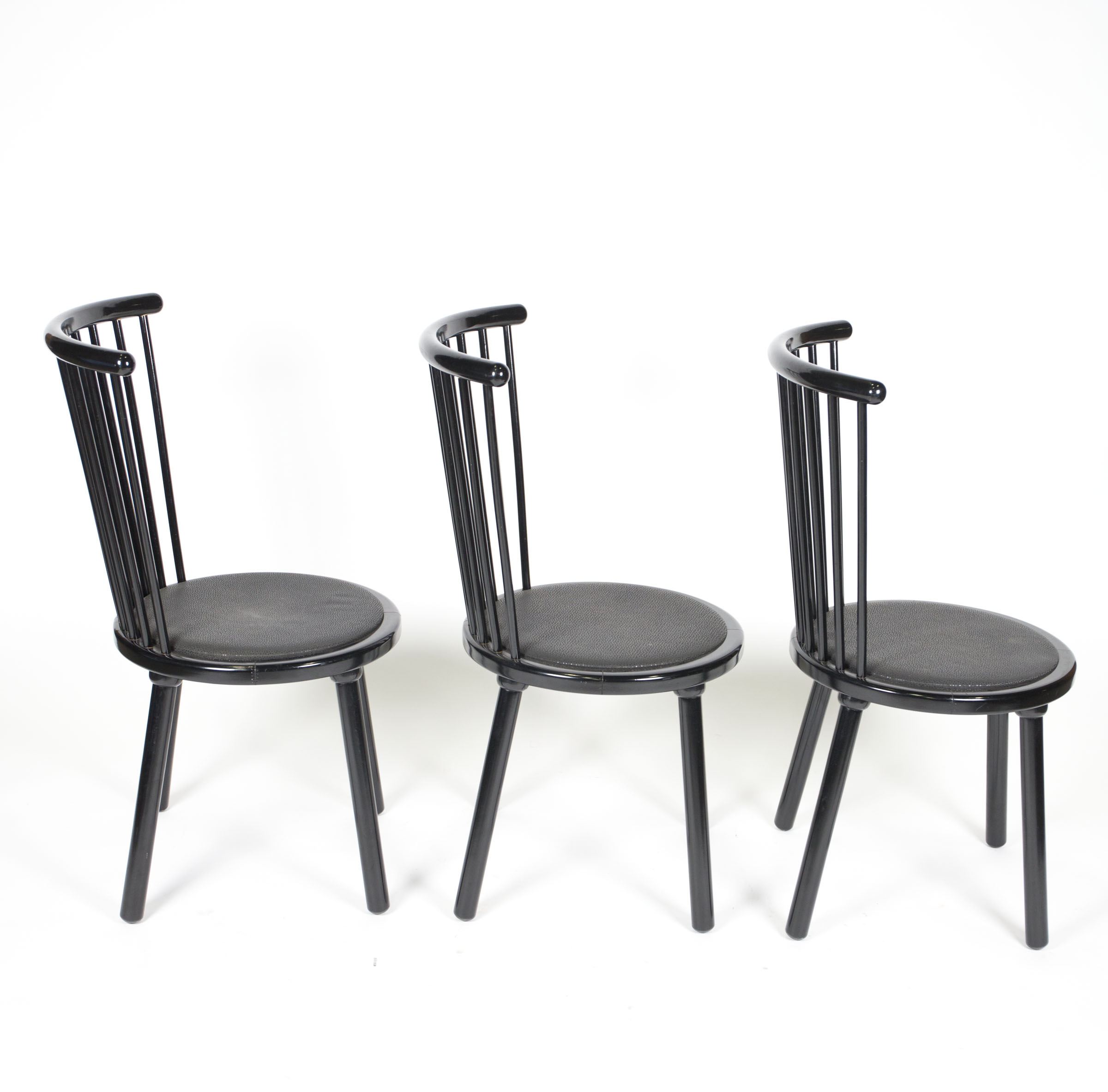 Contemporary Spindle Back Black Chairs