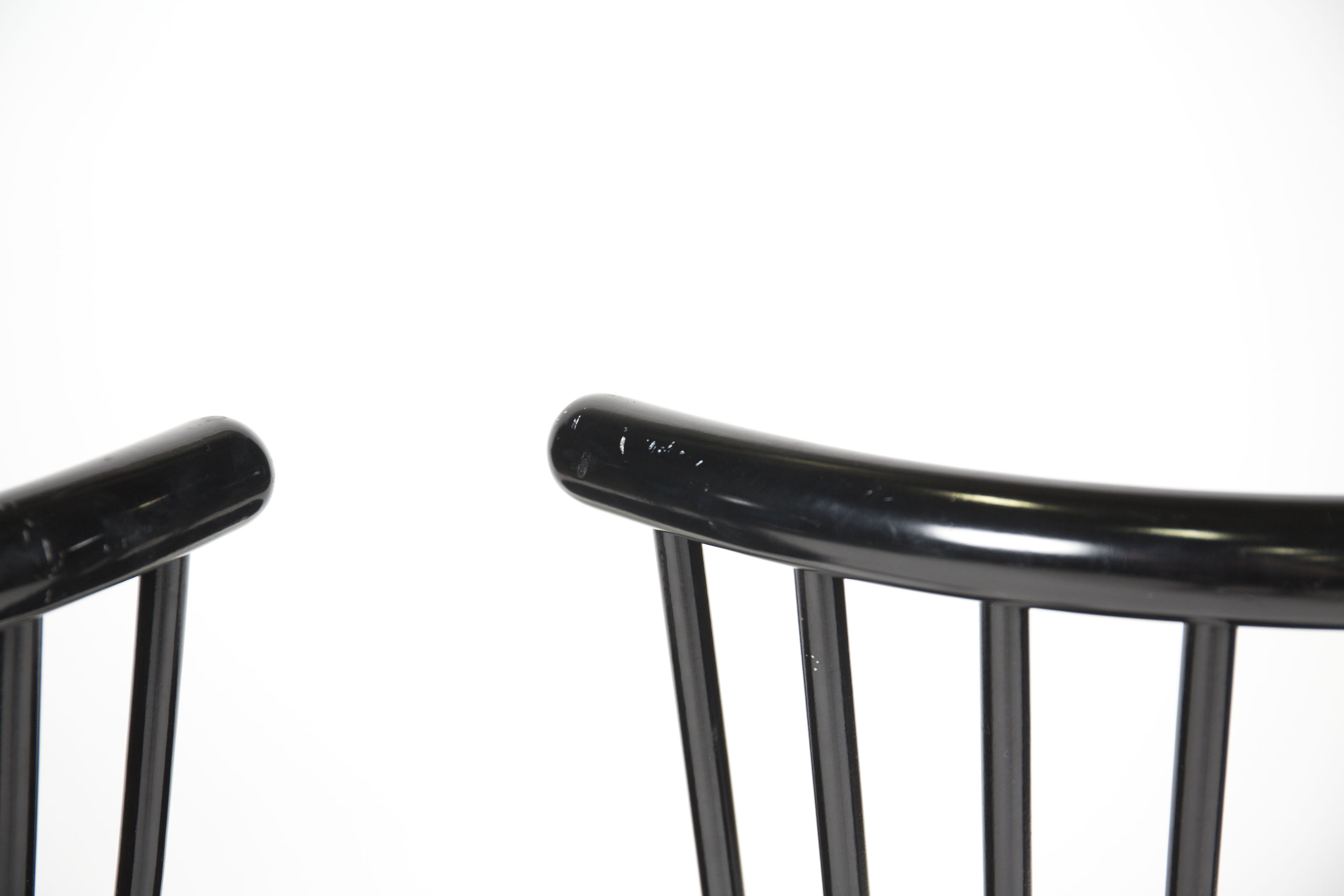 Contemporary Spindle Back Black Chairs