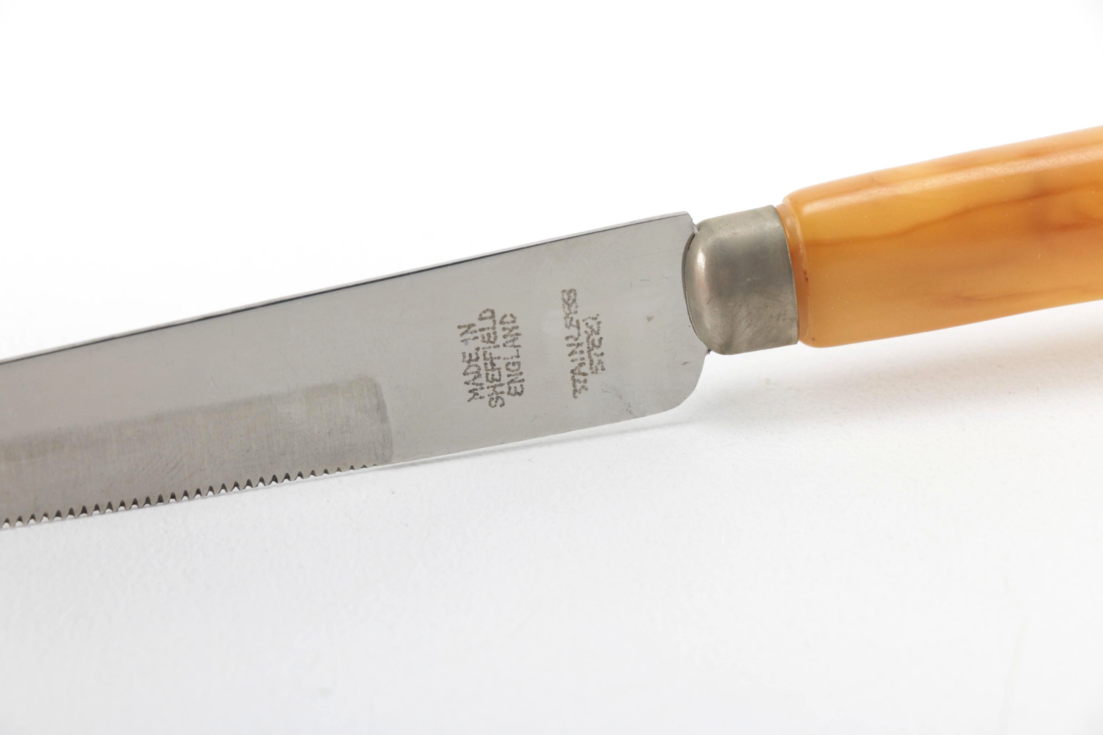 Vintage Sheffield Carving Set With Resin Handles