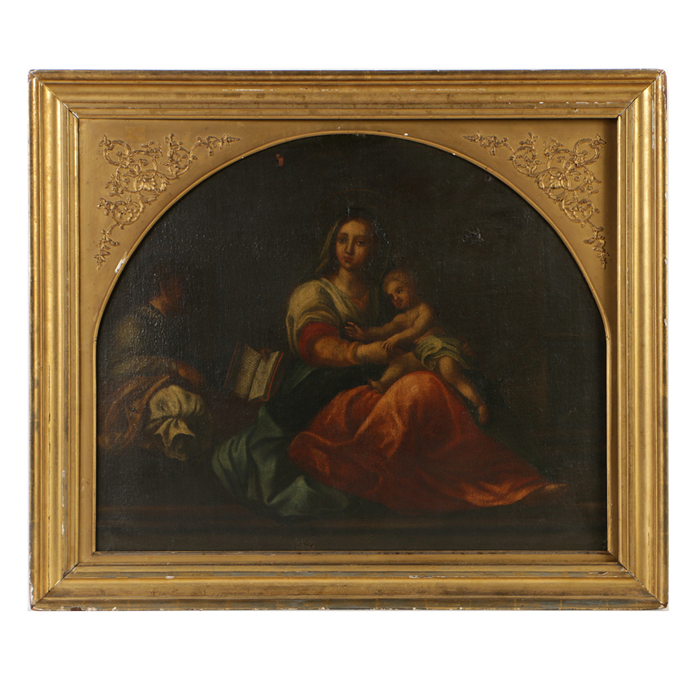 Old Master School Oil Painting on Canvas of a Madonna and Child